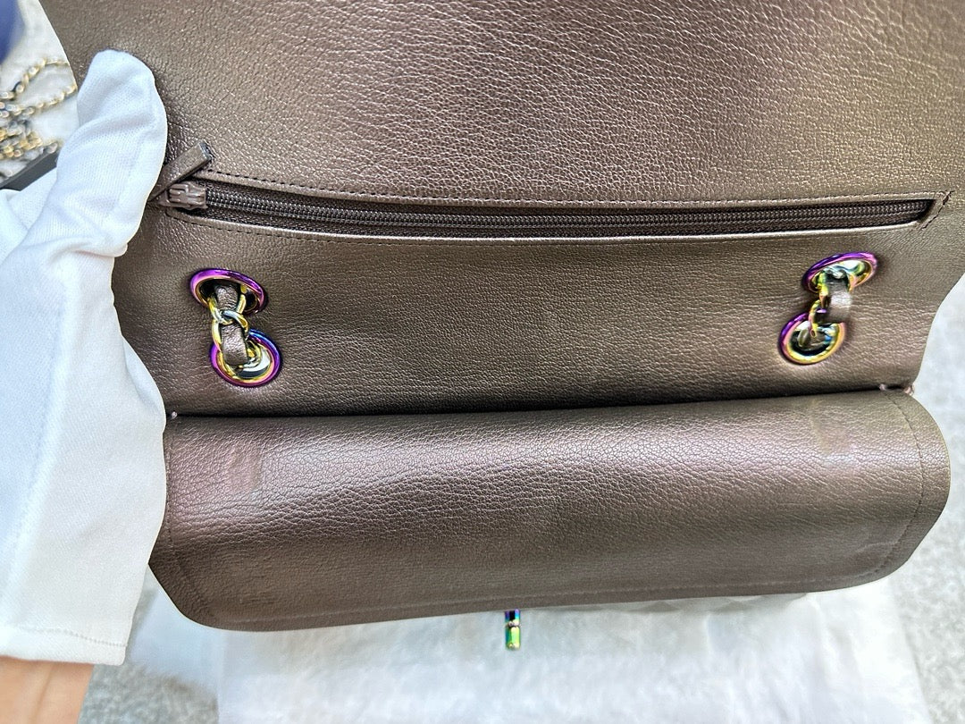 CHANEL Classic Bronze Double Flap Iridescent Hardware