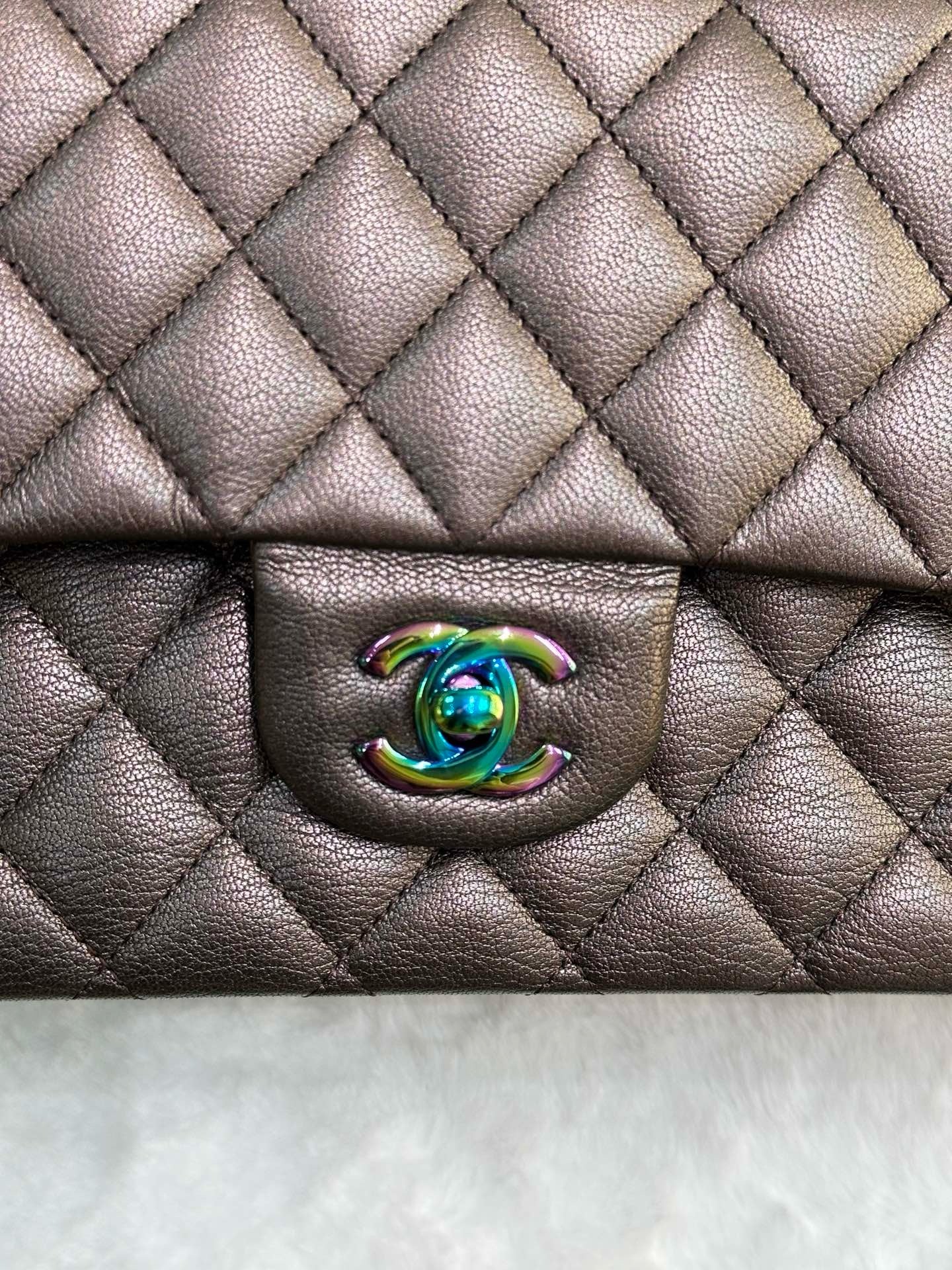 CHANEL Classic Bronze Double Flap Iridescent Hardware