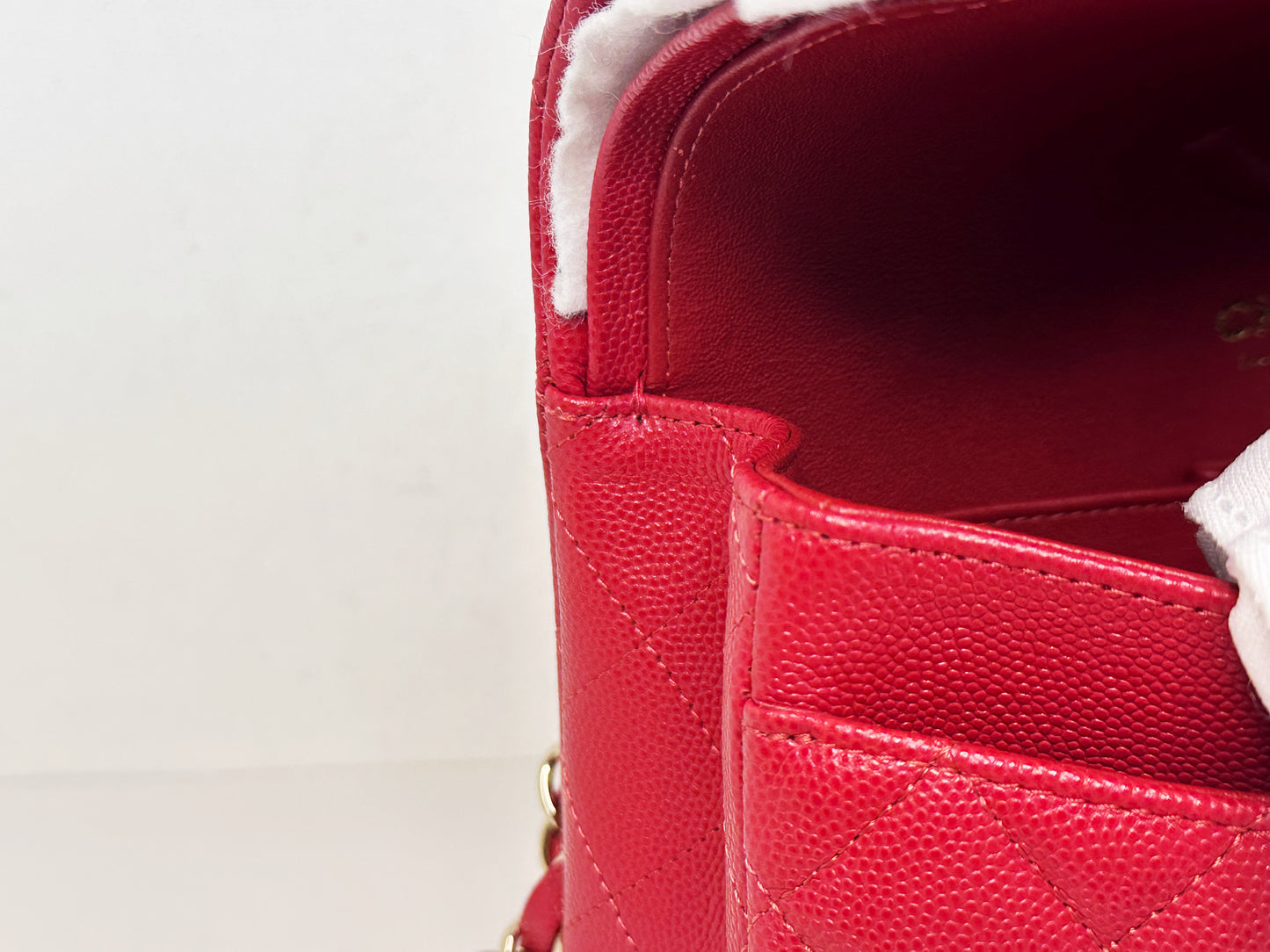 Chanel 19B Small Quilted Caviar Classic Double Flap Bag Red 2851 holo card