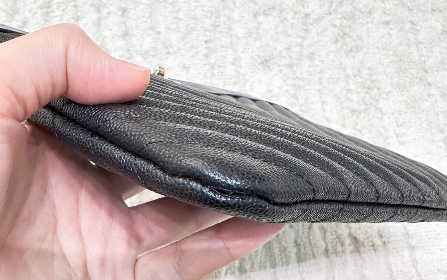Chanel Leather Clutch Black Gold Accessories