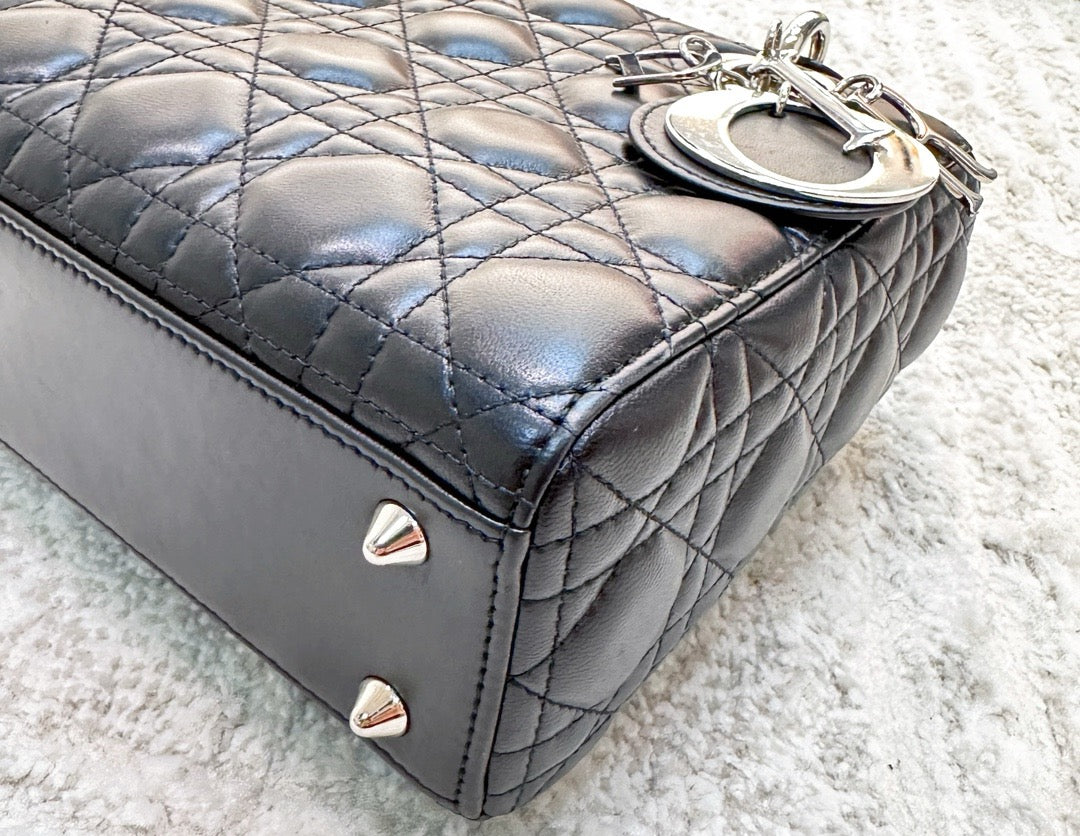 CHRISTIAN DIOR Lambskin Cannage Small My ABCDior Lady Dior Black SHW