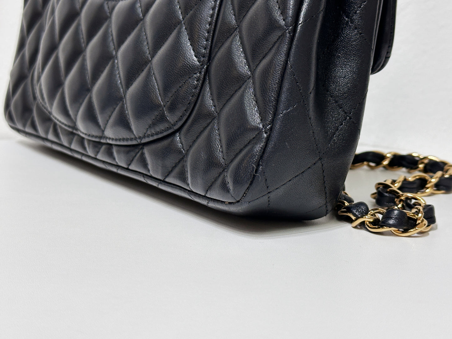 Chanel Lambskin East West Flap Bag Black GHW 1411 holo card