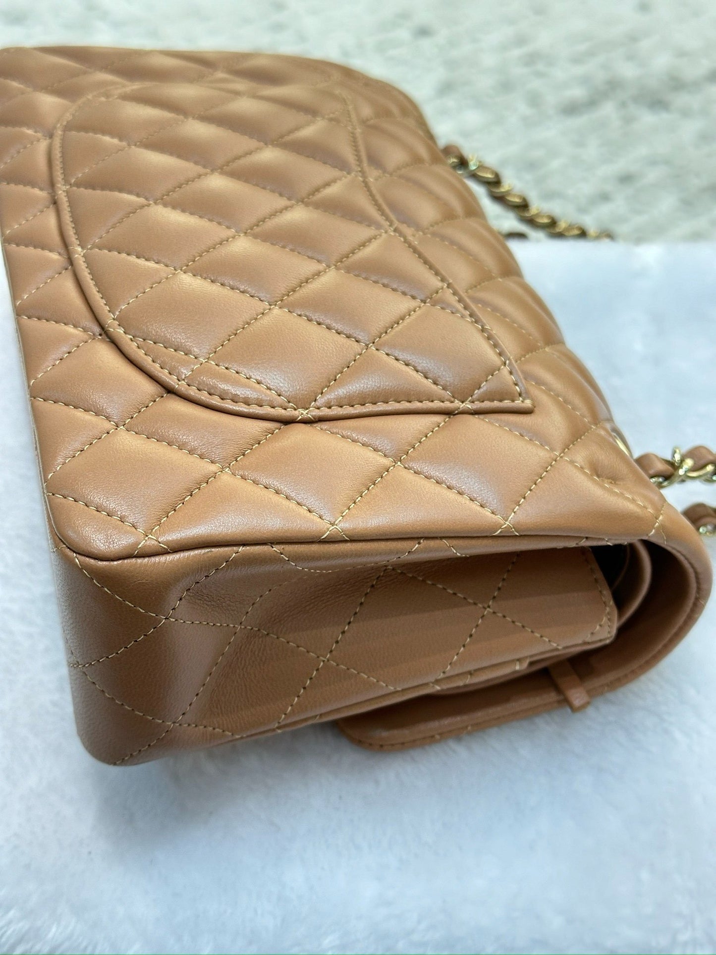 Chanel Small Lambskin Classic Double Flap Bag Dark Beige LGHW