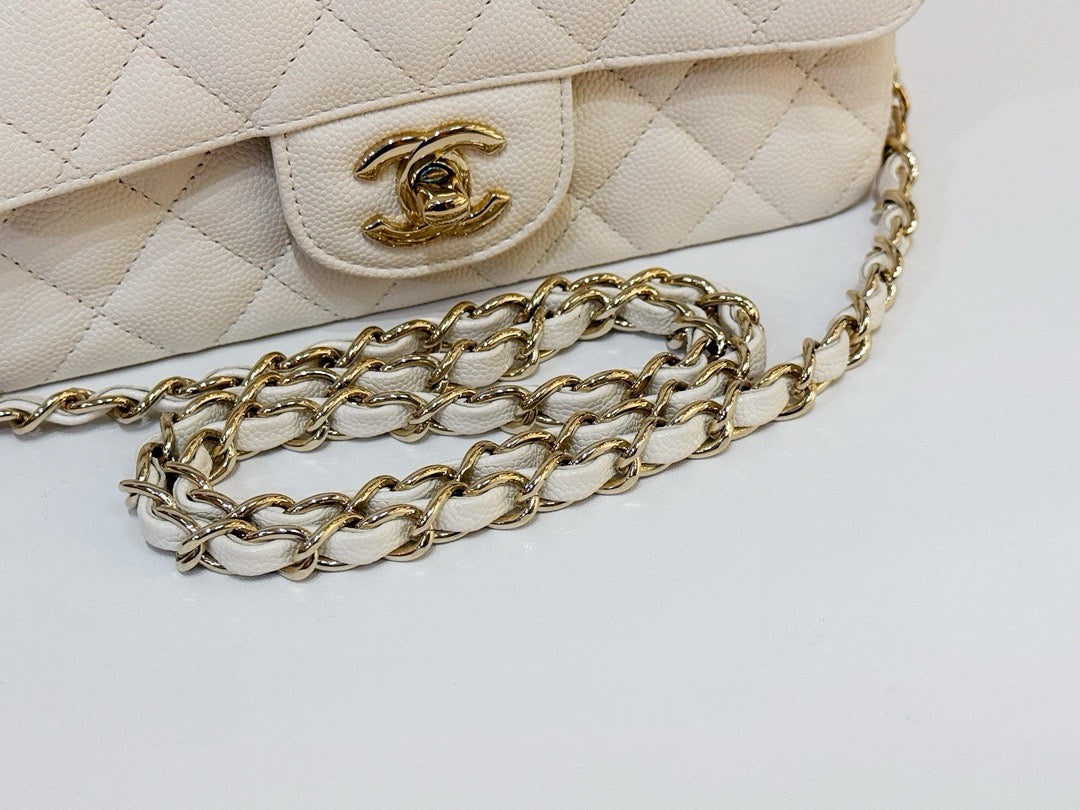 Chanel Mini Rectangle Caviar ivory 17C GHW 2339 holo