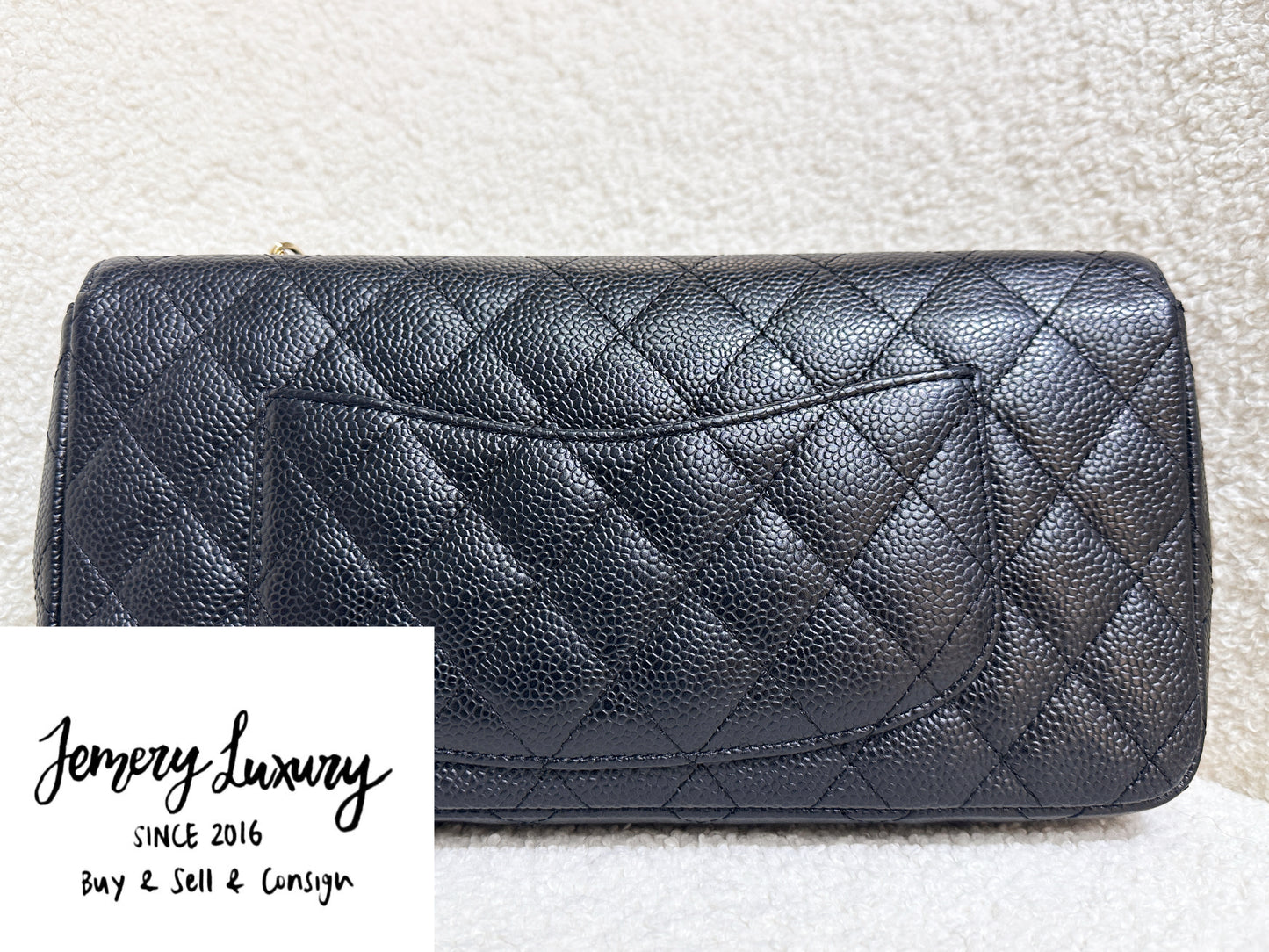 Chanel 24K Gold Caviar East West Flap Bag Black GHW 1273 holo card