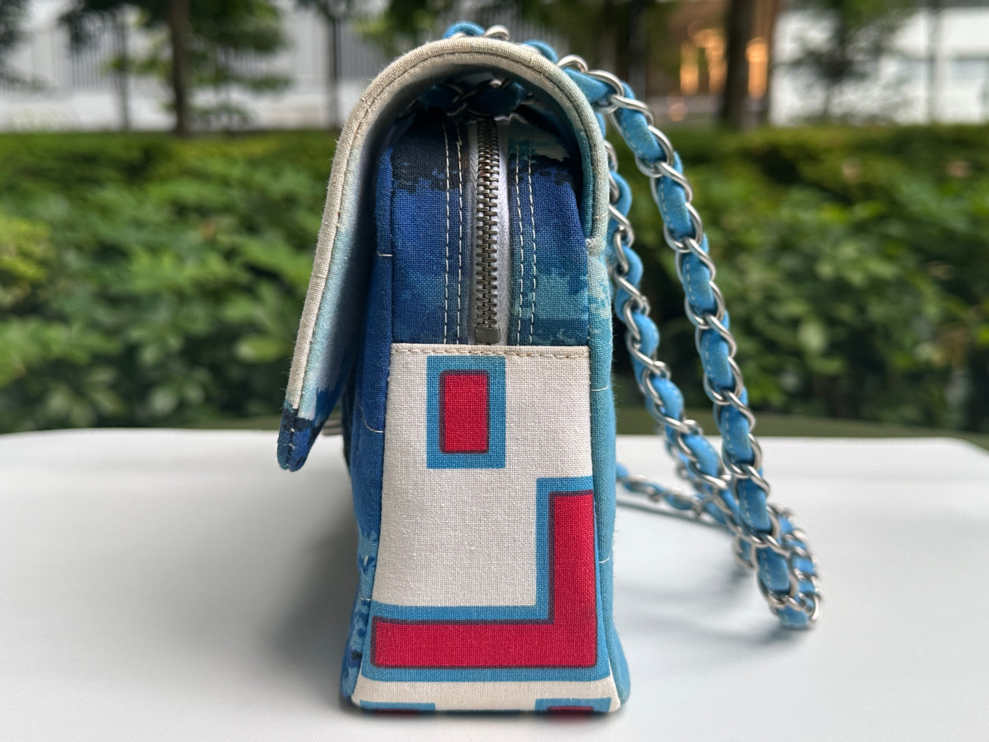 Chanel Canvas Square Quilted Surf Flap Multicolor 75 holo card