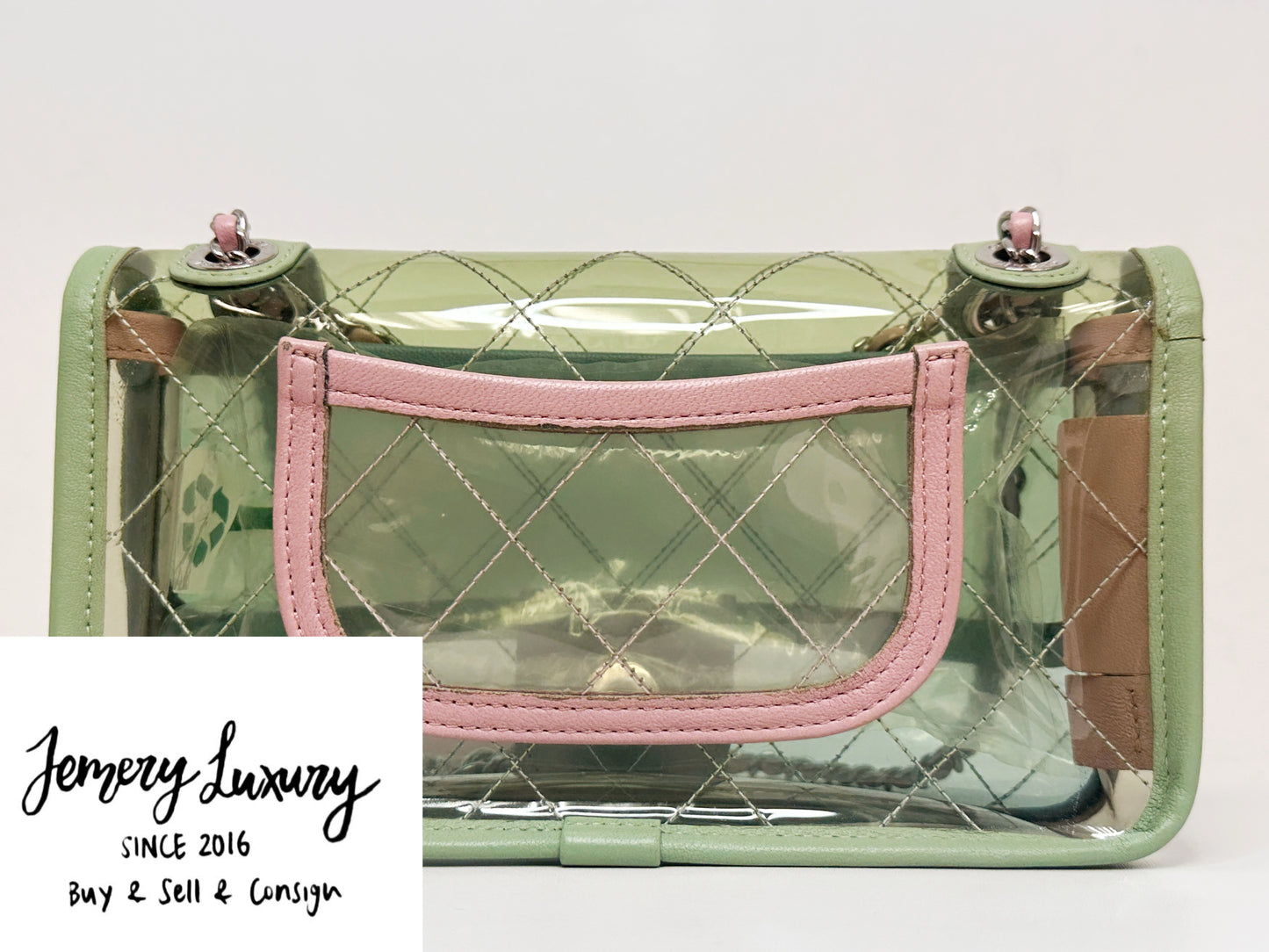 Chanel Coco Splash PVC Mini Flap Bag Green/Blue/Pink 2569 holo