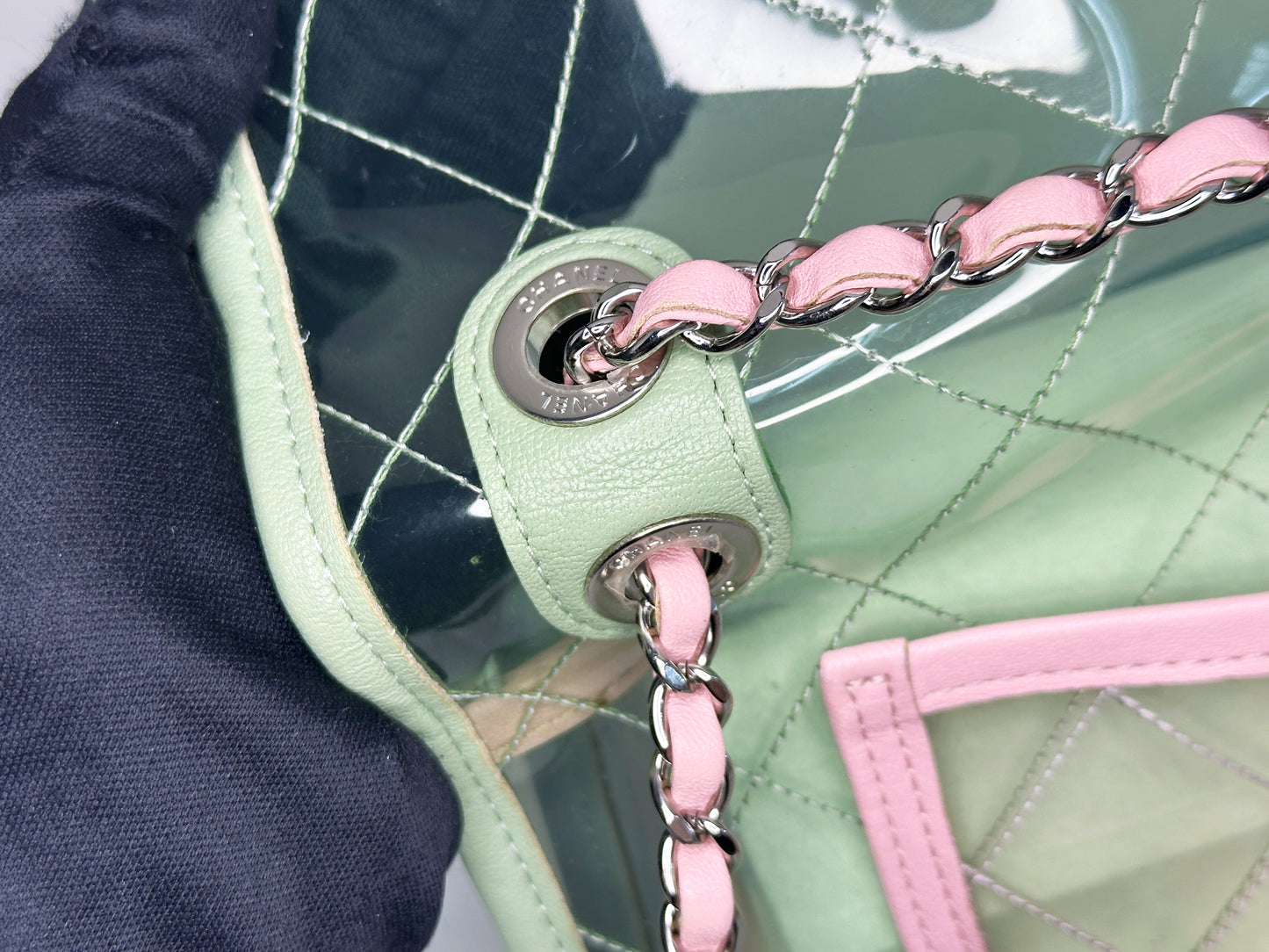 Chanel Coco Splash PVC Medium Flap Bag Green/Blue/Pink 254975 holo