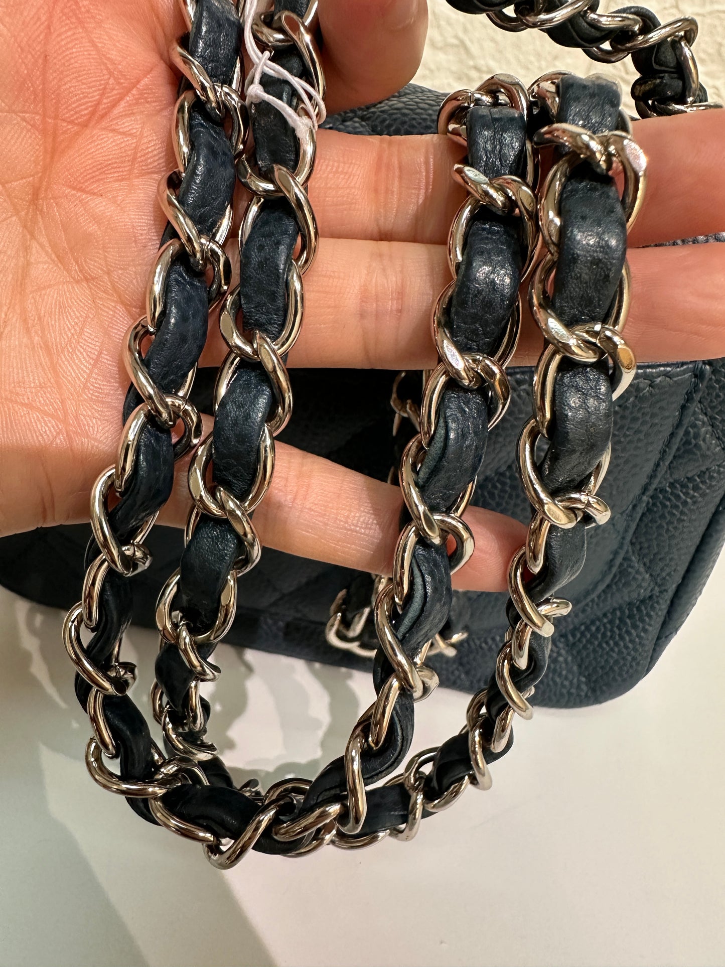 Chanel Classic Square Mini Flap in Blue Caviar and SHW