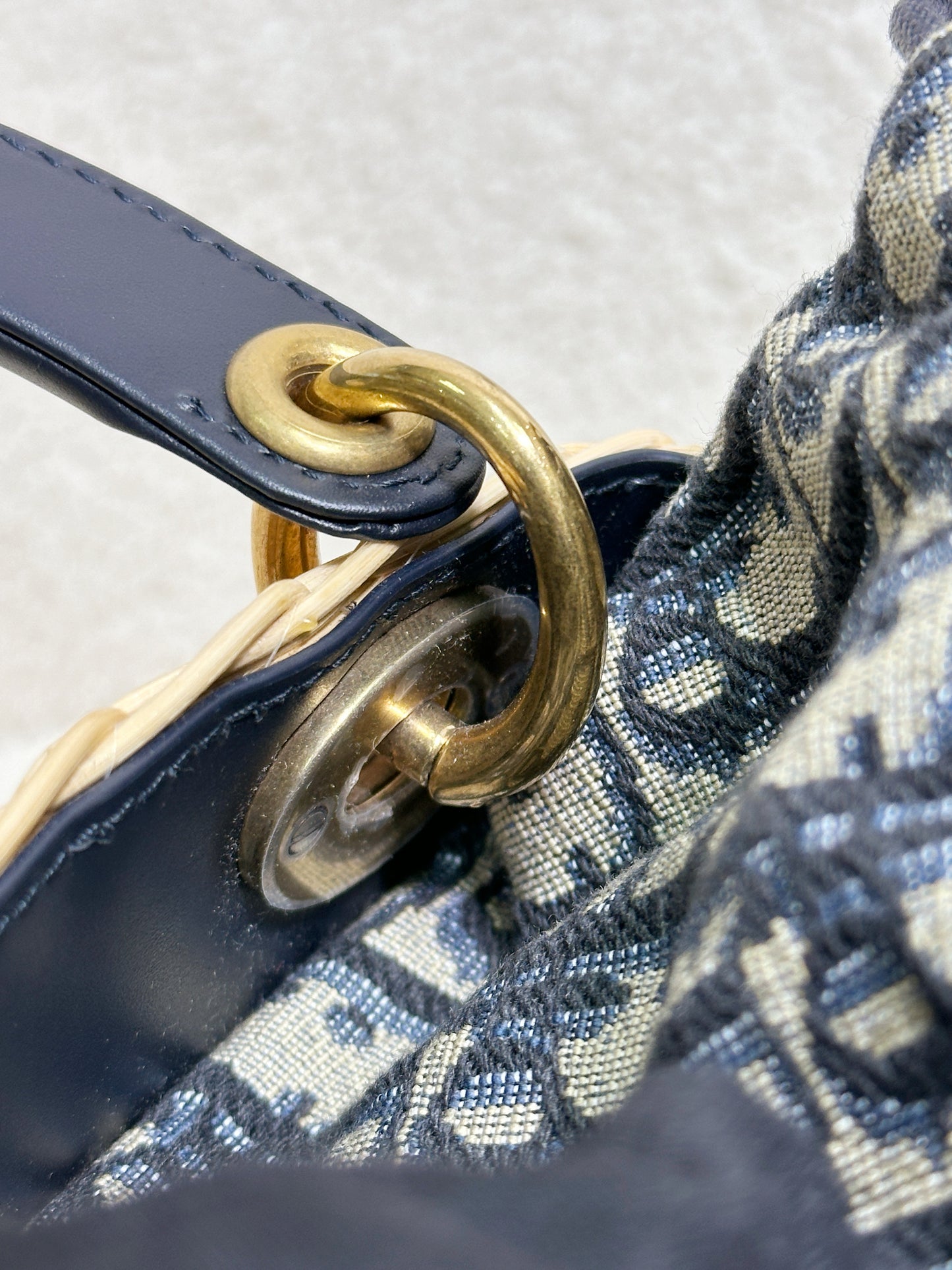 Christian Dior Bicolor Wicker Jacquard Mini Lady Dior Bag