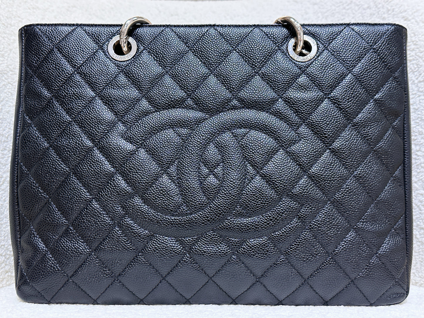 Chanel Caviar Grand Shopping Tote GST Black SHW 1594 holo card