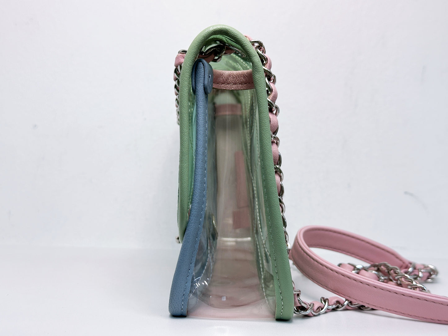 Chanel Coco Splash PVC Medium Flap Bag Green/Blue/Pink 2549 holo card