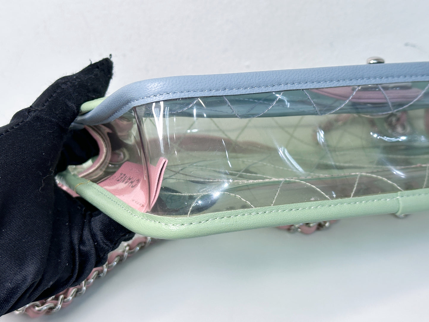 Chanel Coco Splash PVC Medium Flap Bag Green/Blue/Pink 2549 holo card