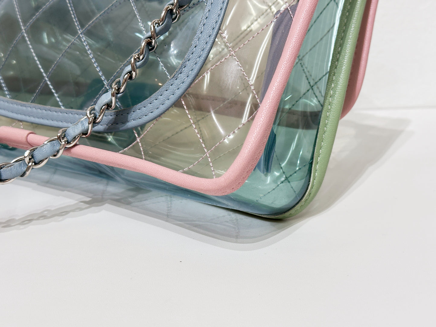 Chanel Coco Splash PVC Medium Flap Bag Pink/Green/Blue 25499 holo