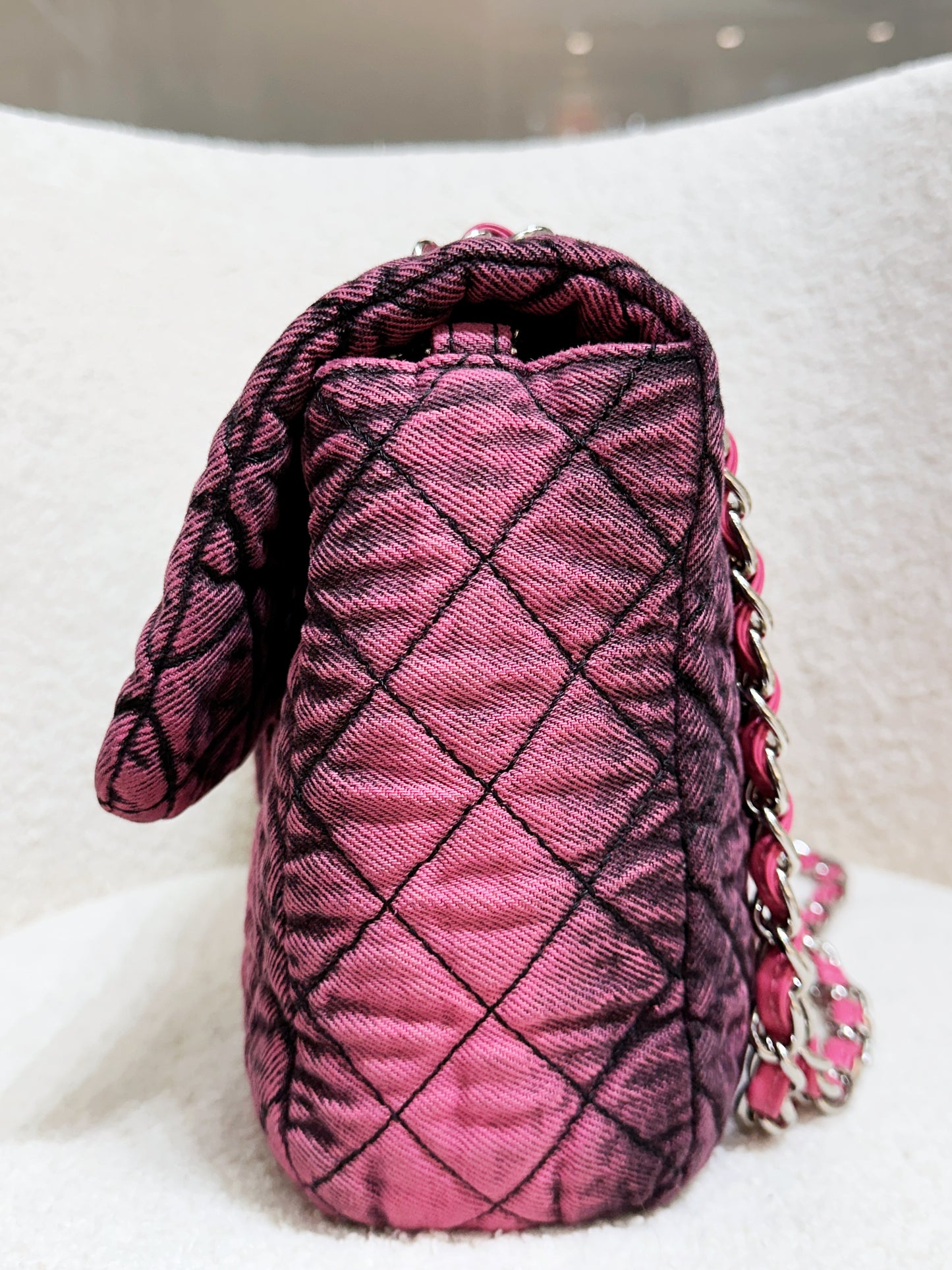 Chanel Denim Quilted Denimpression Flap Red Black