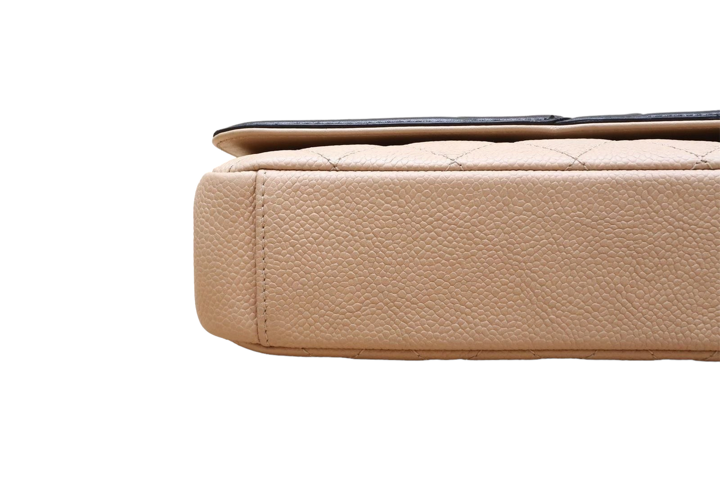 Chanel CC Filigree Flap Beige Black Small Caviar With GHW