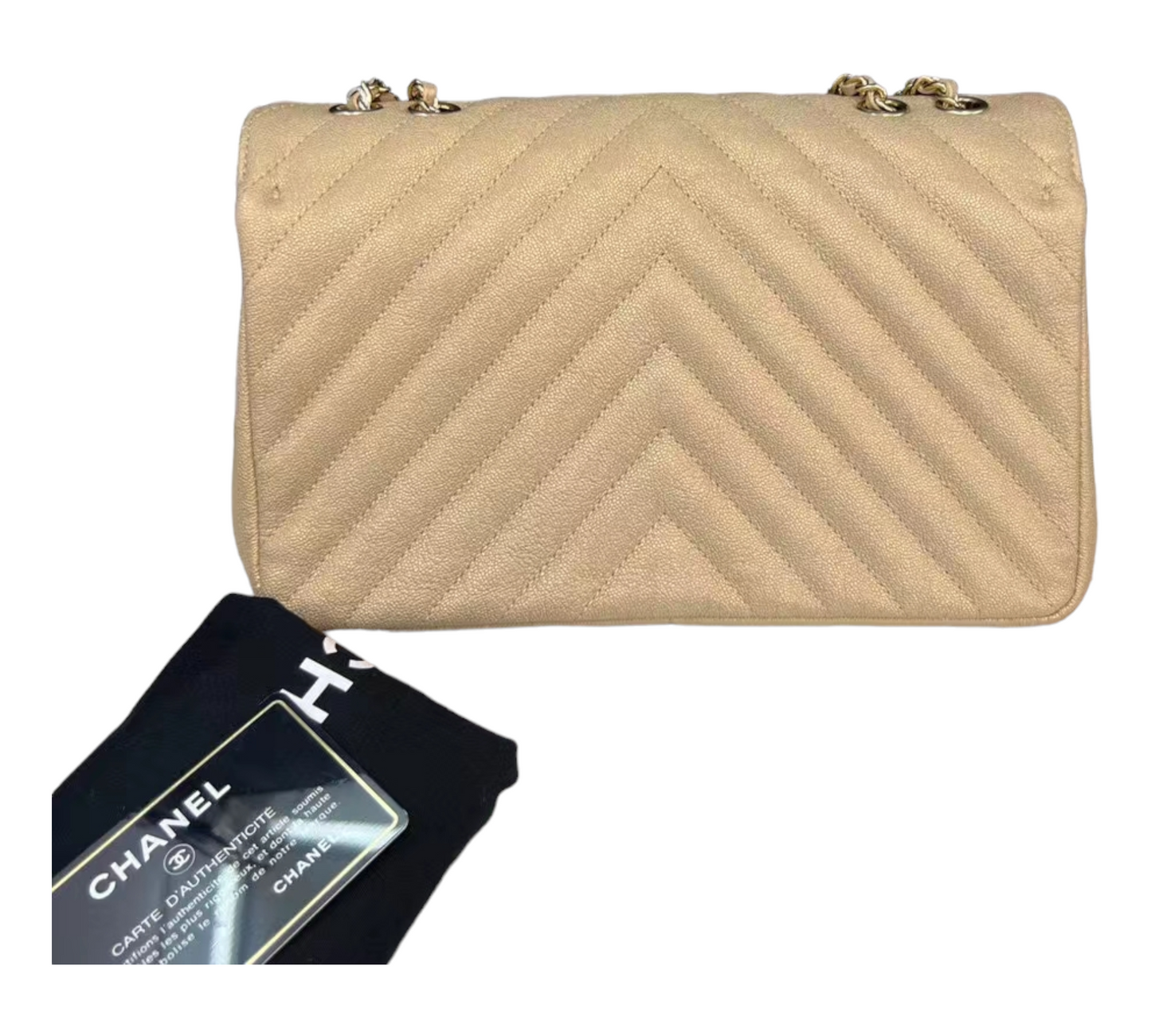 Chanel gold chevron flap bag Golden