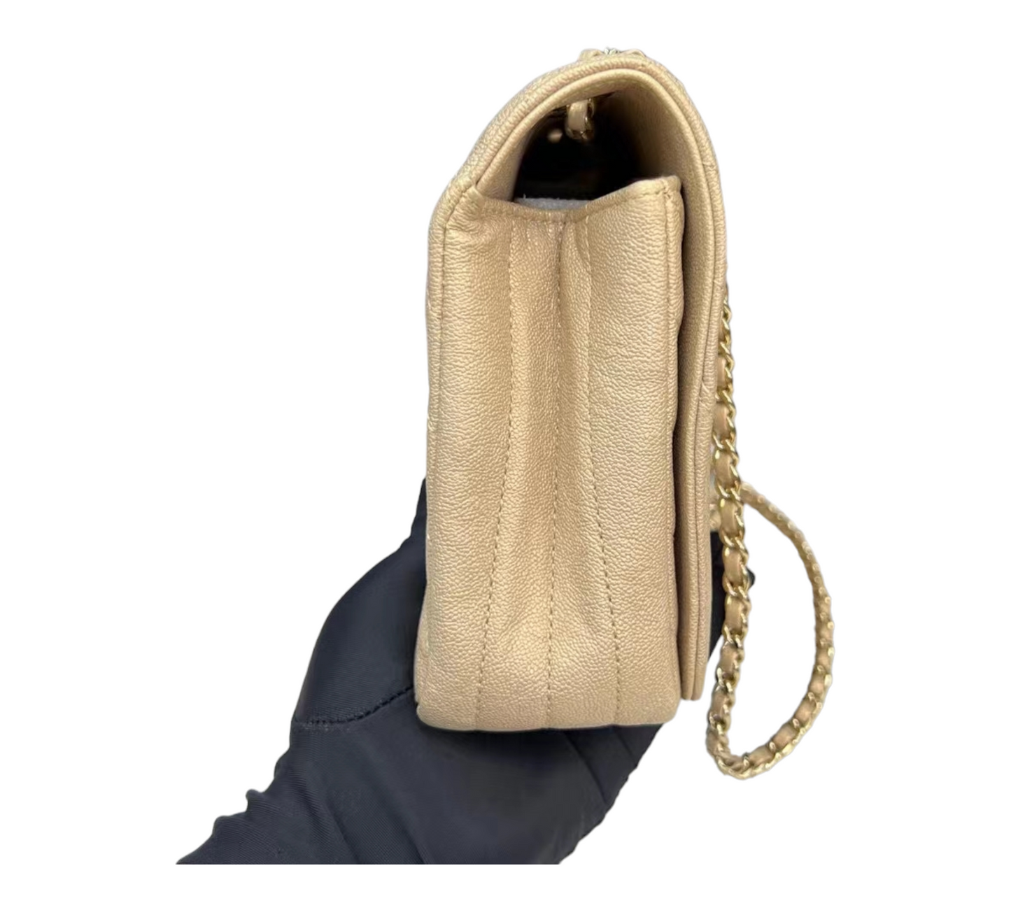 Chanel gold chevron flap bag Golden