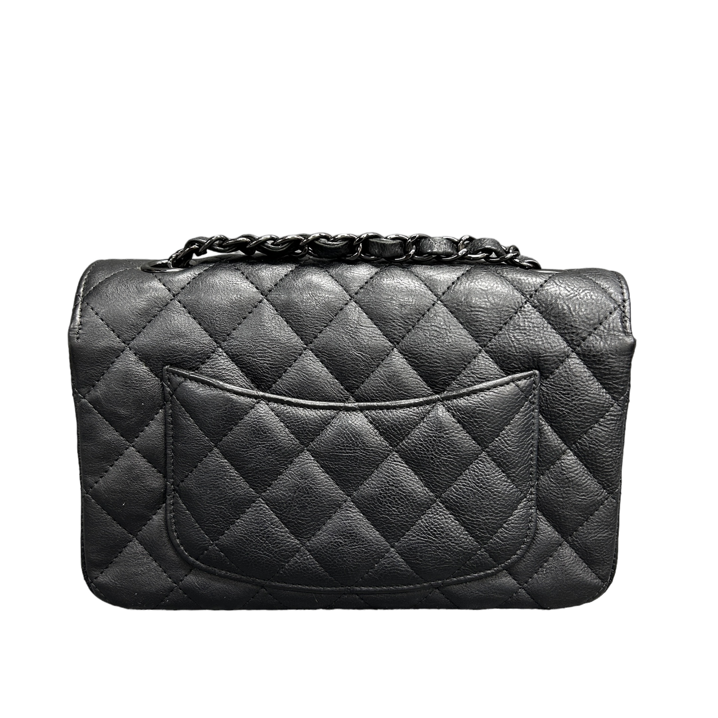 Chanel So Black Mini Rectangle Flap in Black Distressed Calf Leather and Black HW