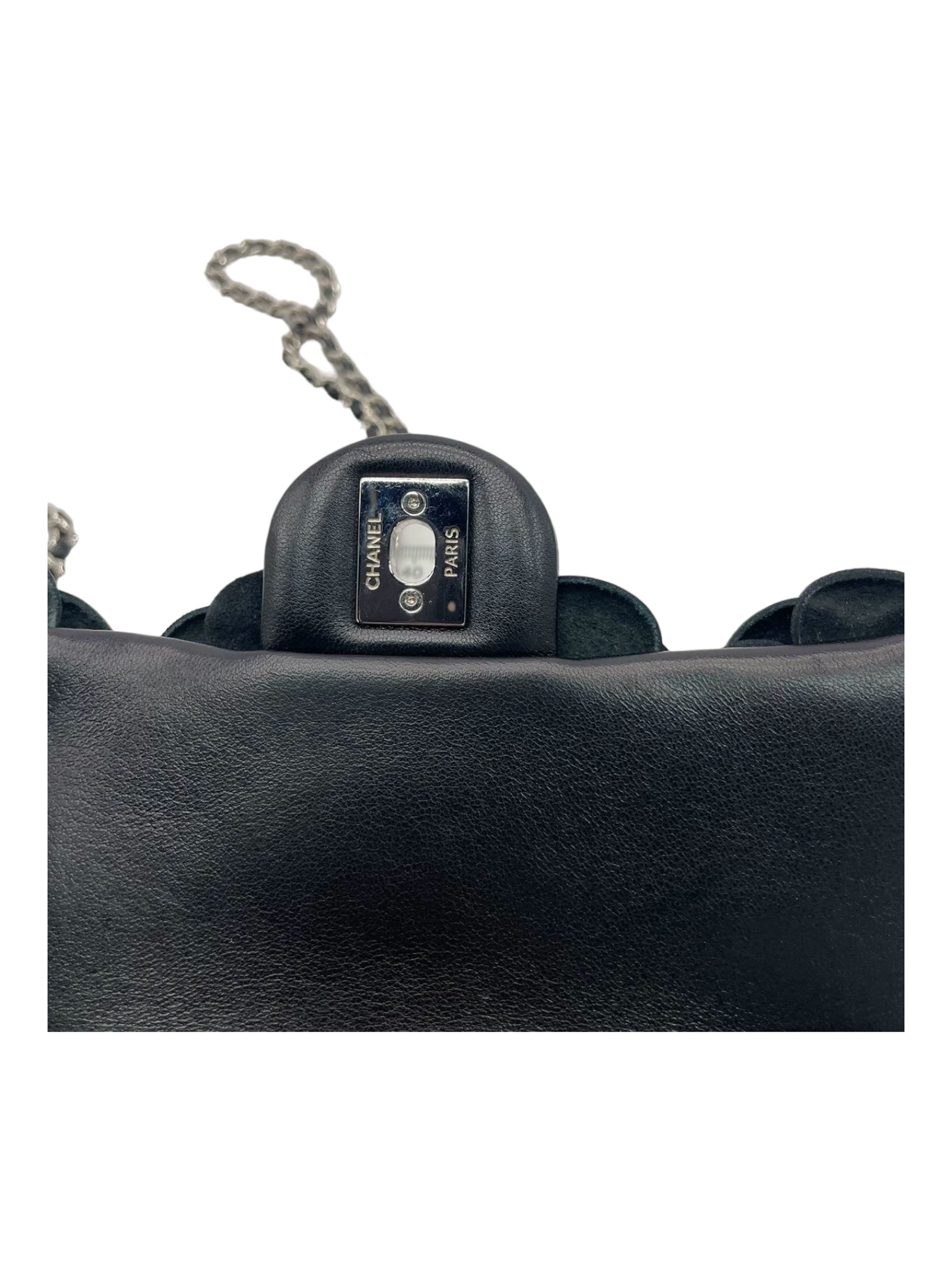 Chanel Lambskin Patent Mini Camellia Flap Black Pre-owned Chanel handbags