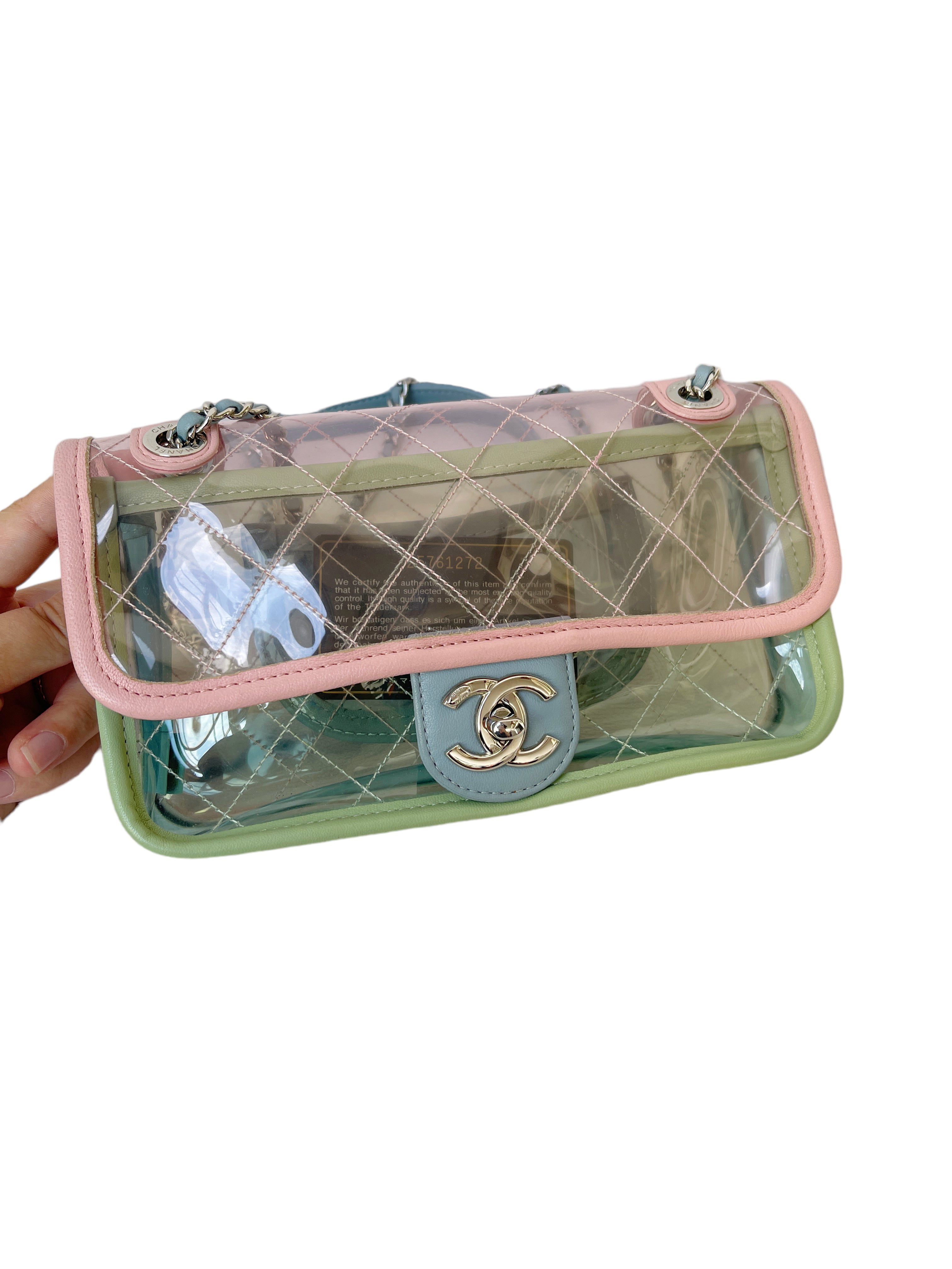 CHANEL PVC Coco Splash Mini Flap Bag Pink Blue Green Jemeryluxury