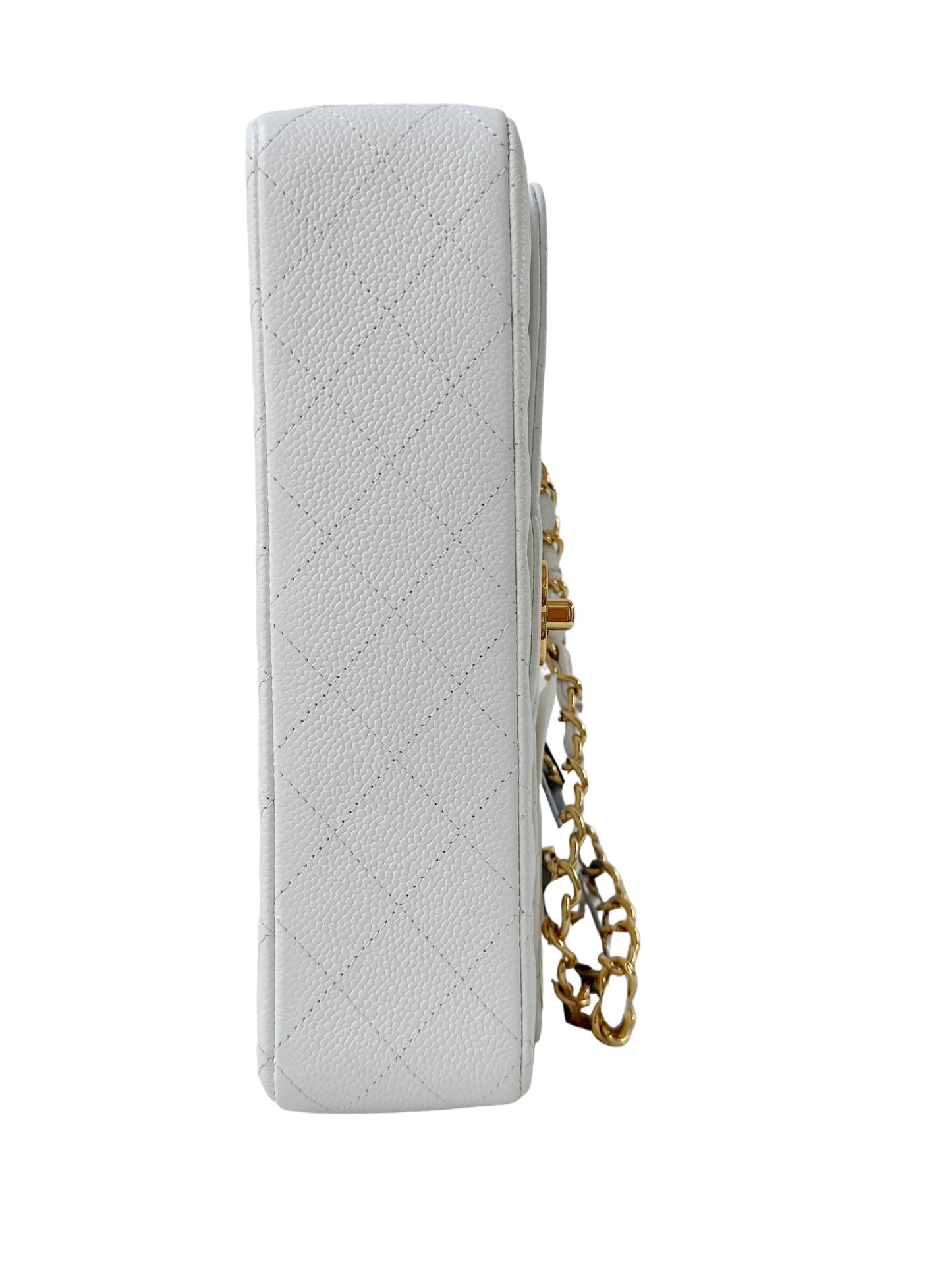 Chanel Classic Medium Age Gold White Flap Bag
