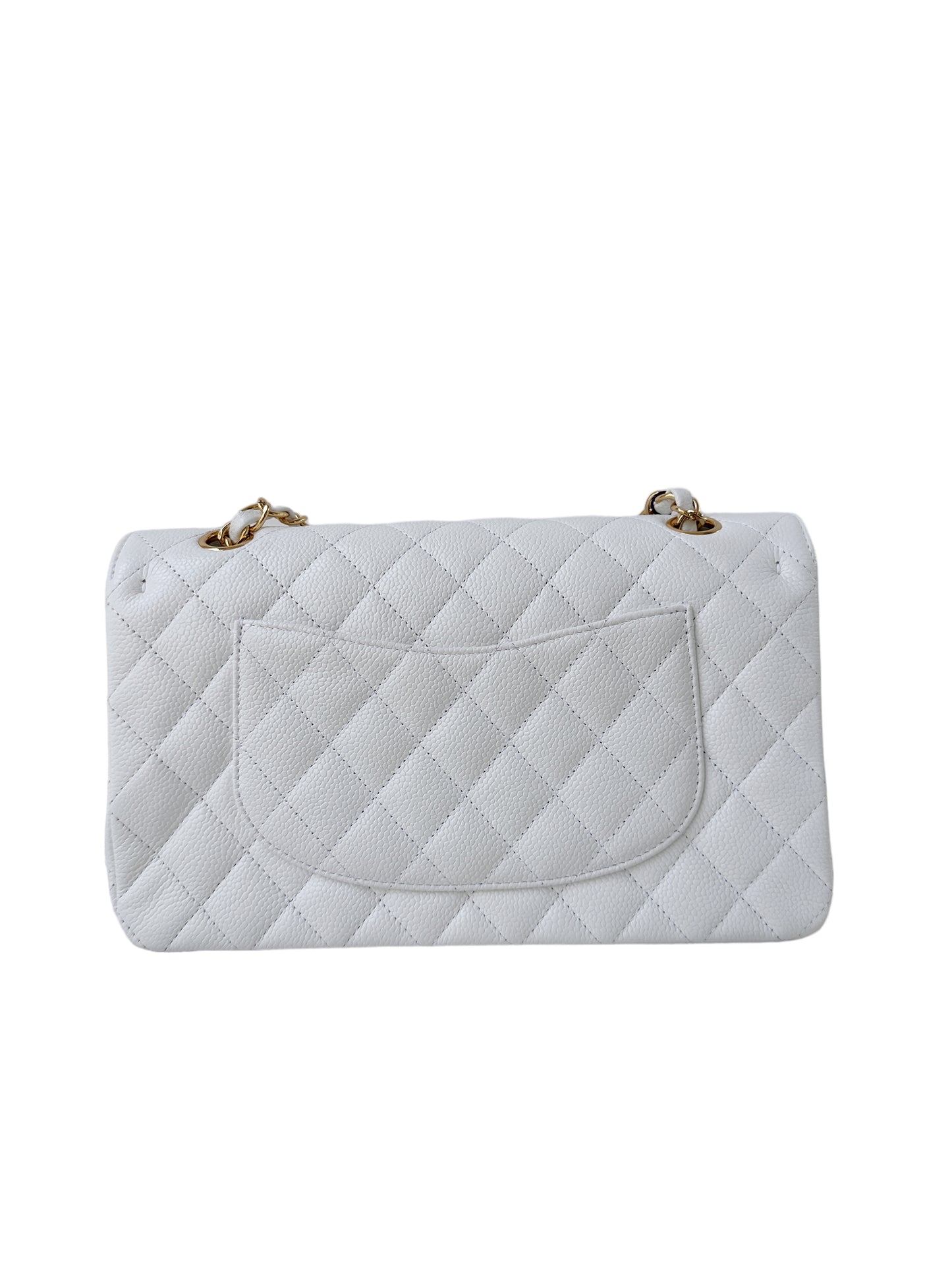 Chanel Classic Medium Age Gold White Flap Bag