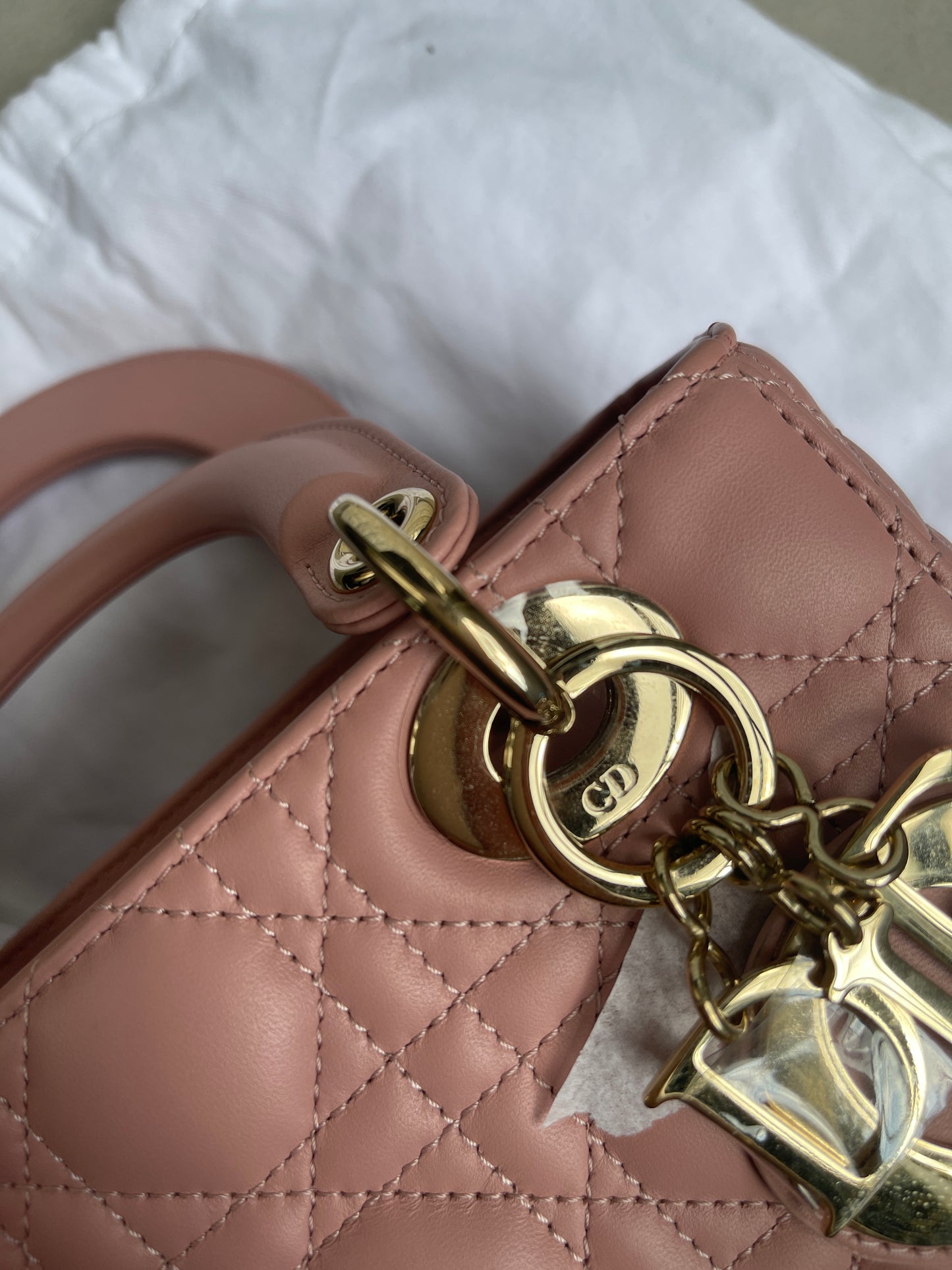 Dior Small Lady Dior ABC in Fard /Blush Lambskin and LGHW