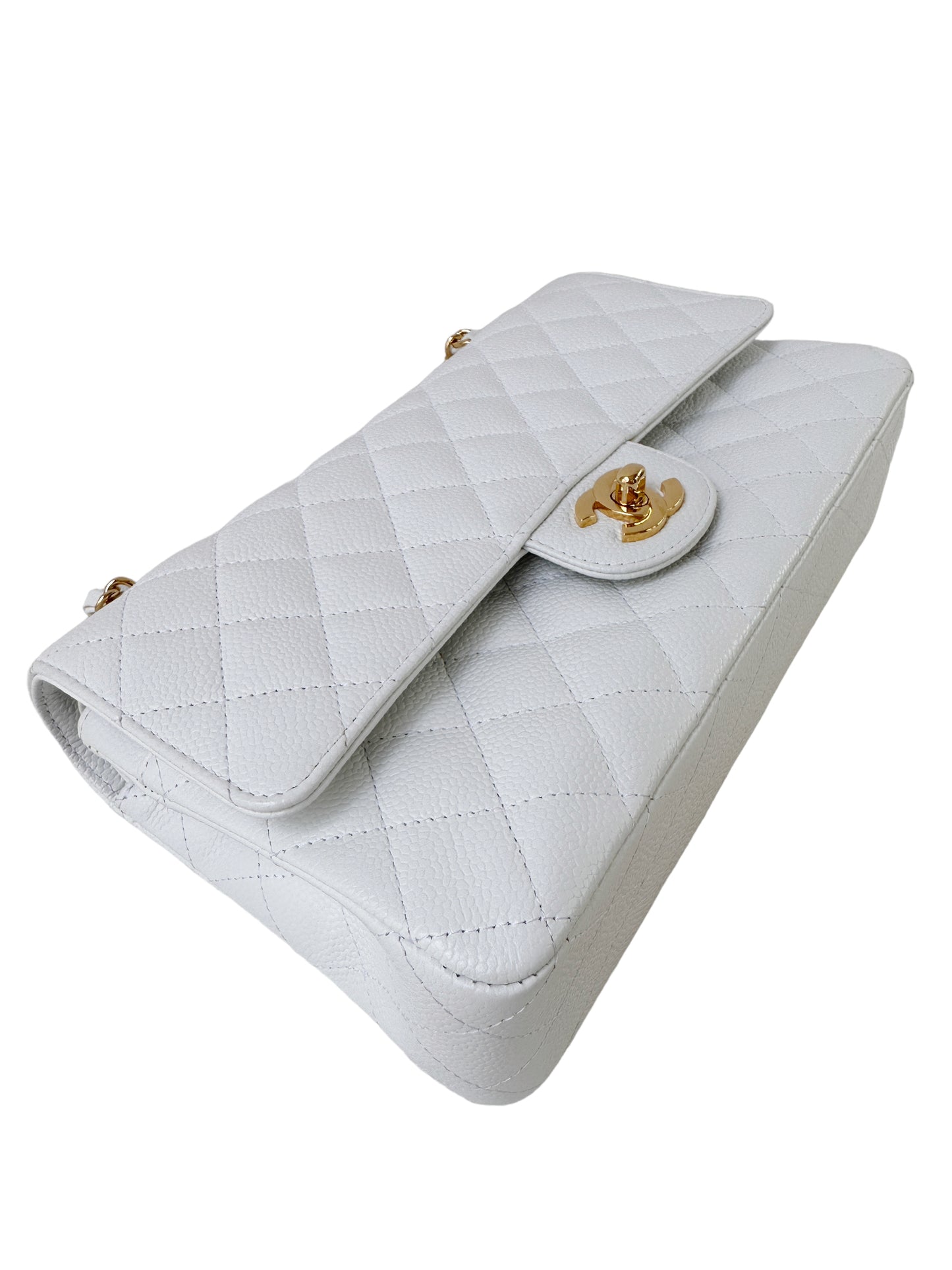 Chanel Classic Medium Age Gold White Flap Bag