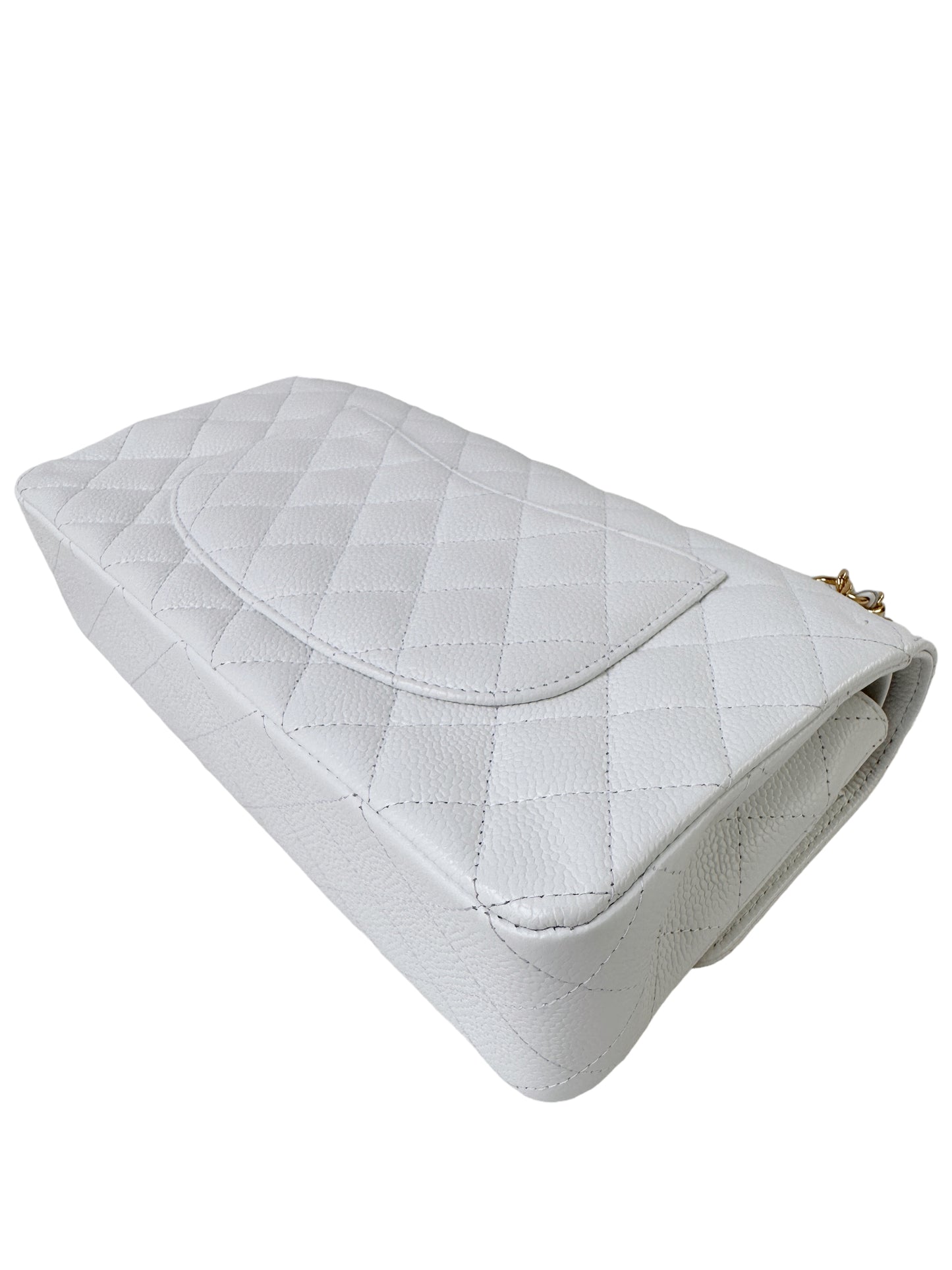 Chanel Classic Medium Age Gold White Flap Bag