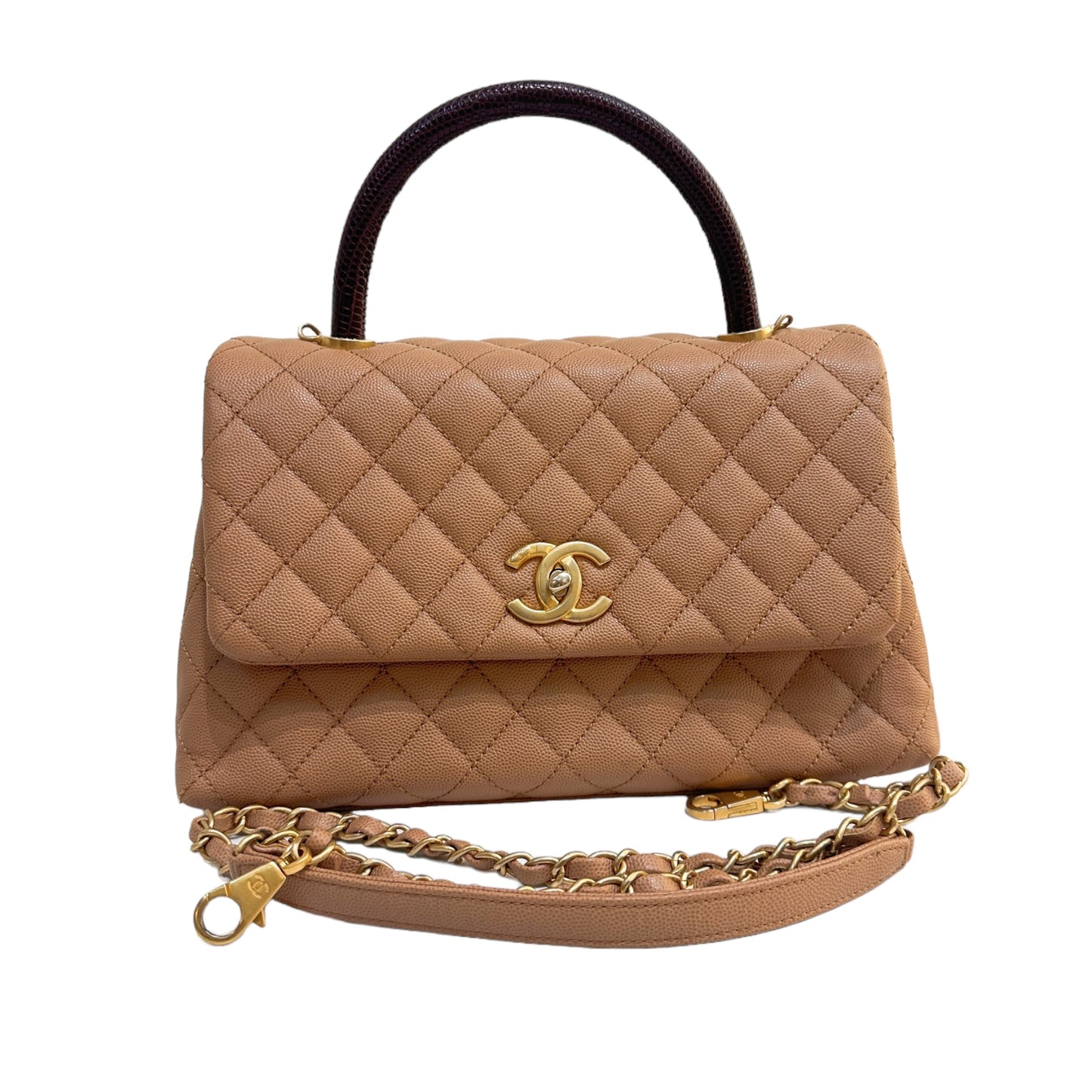 Chanel CoCo Handle Medium Caramel Brown Grained Calfskin with Gold Hardware