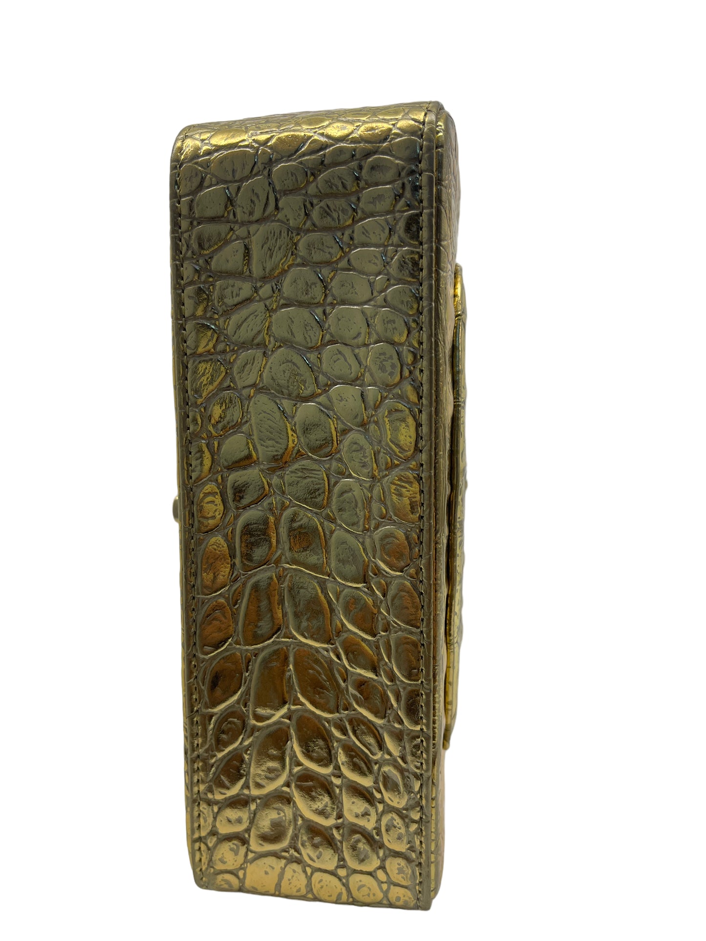 Chanel Flap Bag Metallic Crocodile Emobssed Calfskin Gold-tone Mini Gold