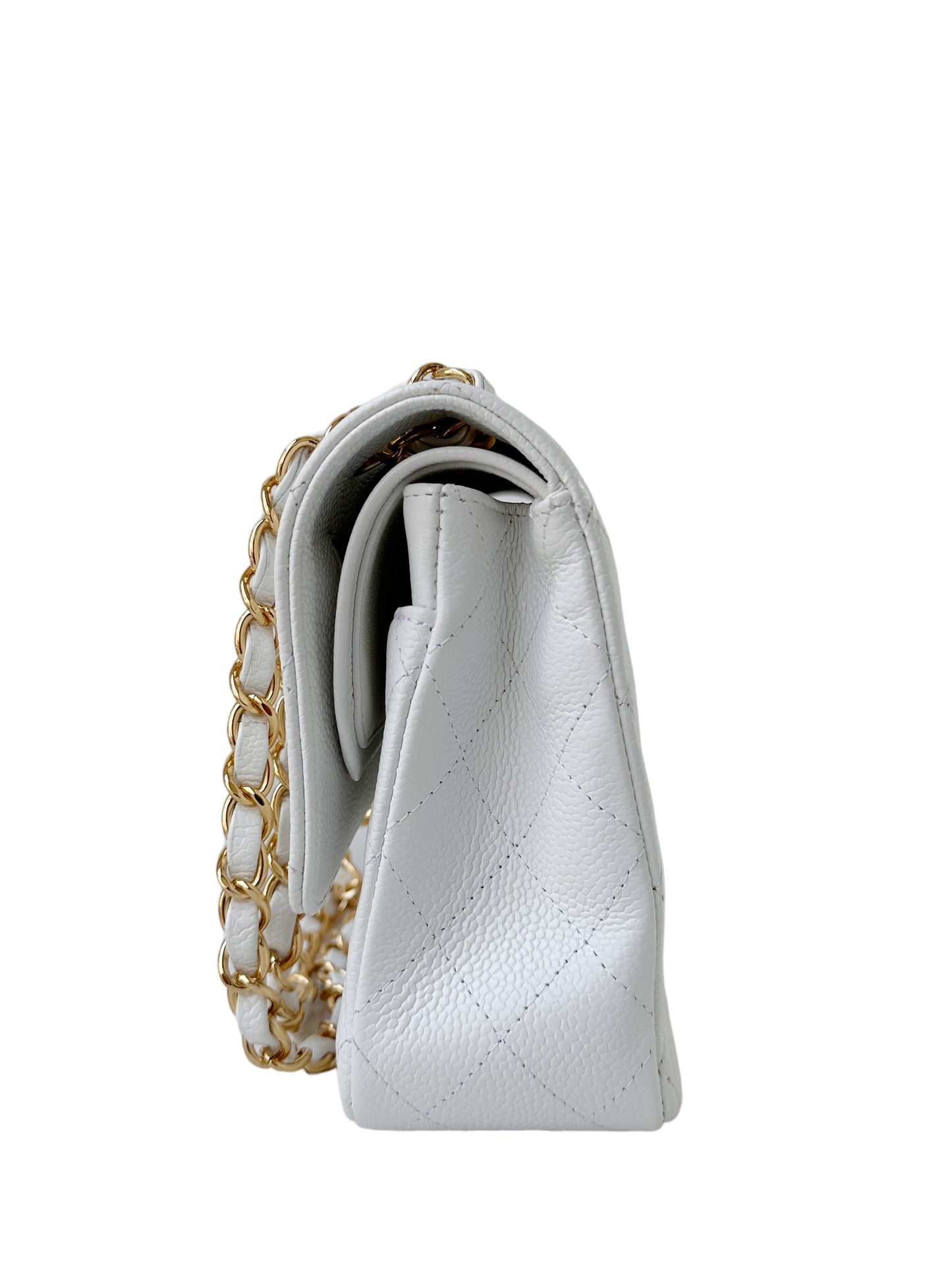 Chanel Classic Medium Age Gold White Flap Bag
