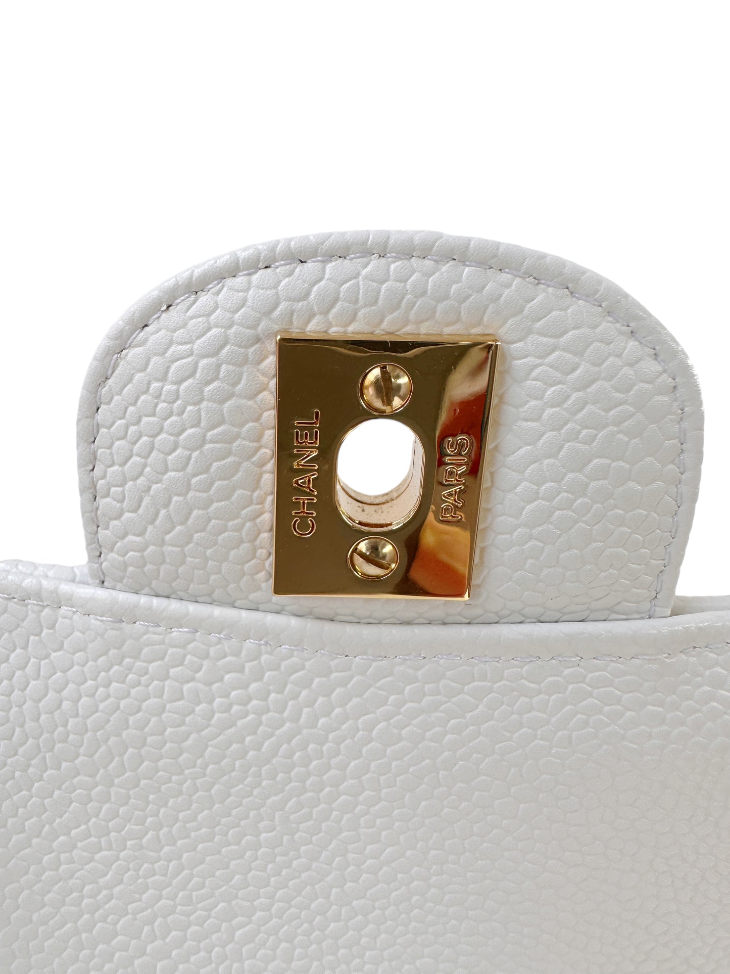 Chanel Classic Medium Age Gold White Flap Bag