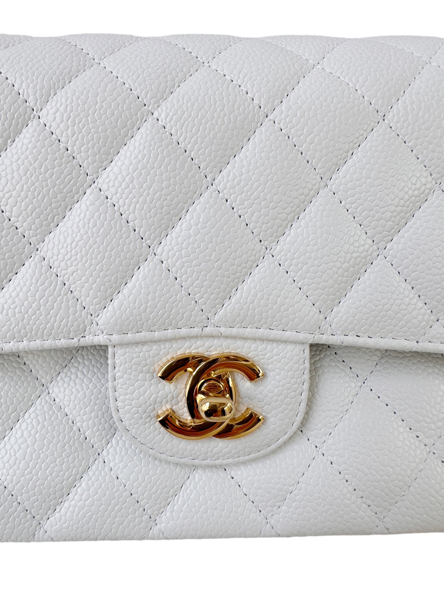 Chanel Classic Medium Age Gold White Flap Bag