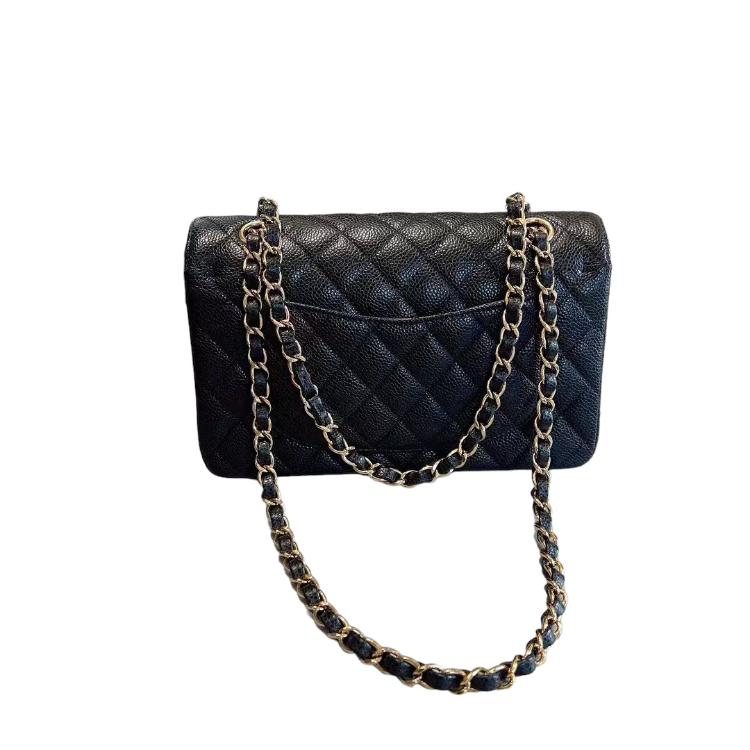 Chanel Classic Small Flap Bag Black Grained Calfskin & Gold-Tone MetalBlack