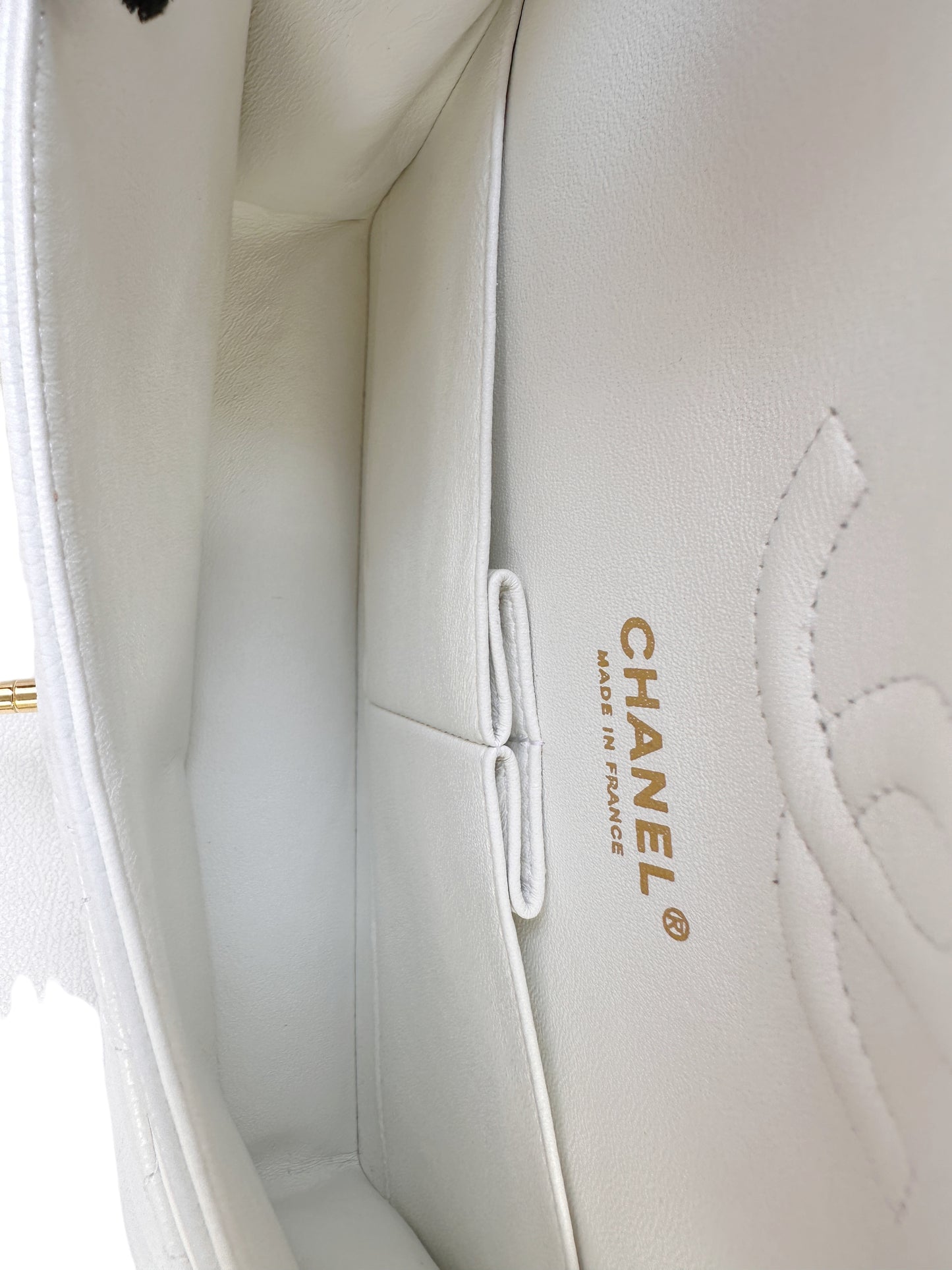 Chanel Classic Medium Age Gold White Flap Bag