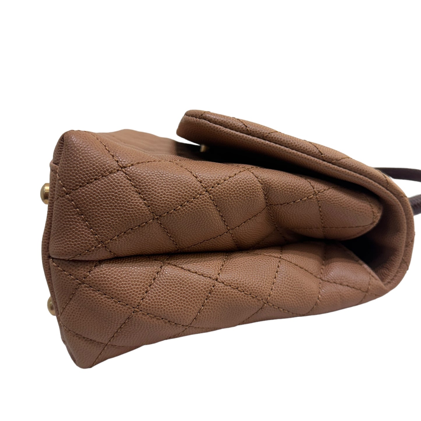 Chanel CoCo Handle Medium Caramel Brown Grained Calfskin with Gold Hardware