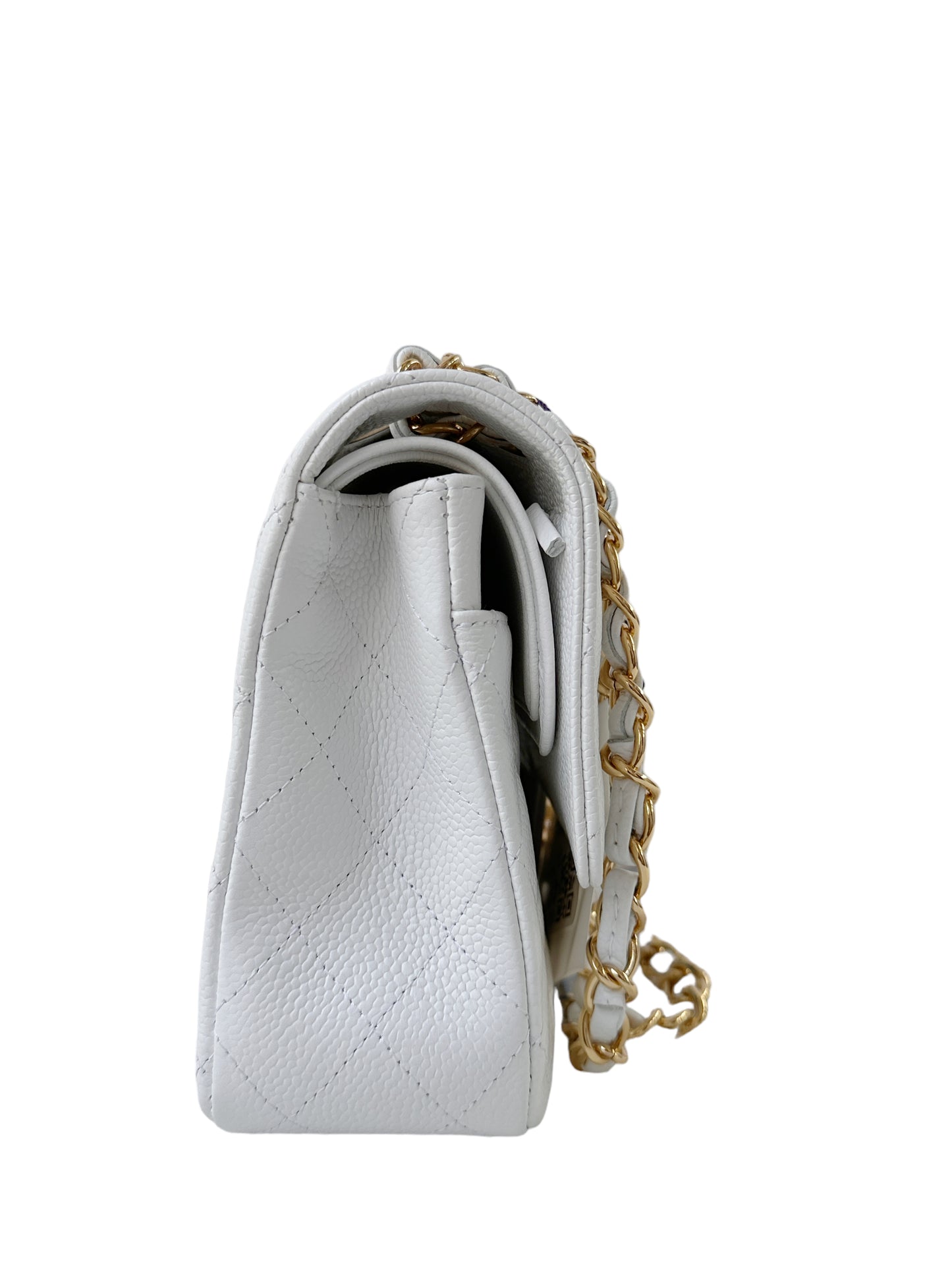 Chanel Classic Medium Age Gold White Flap Bag
