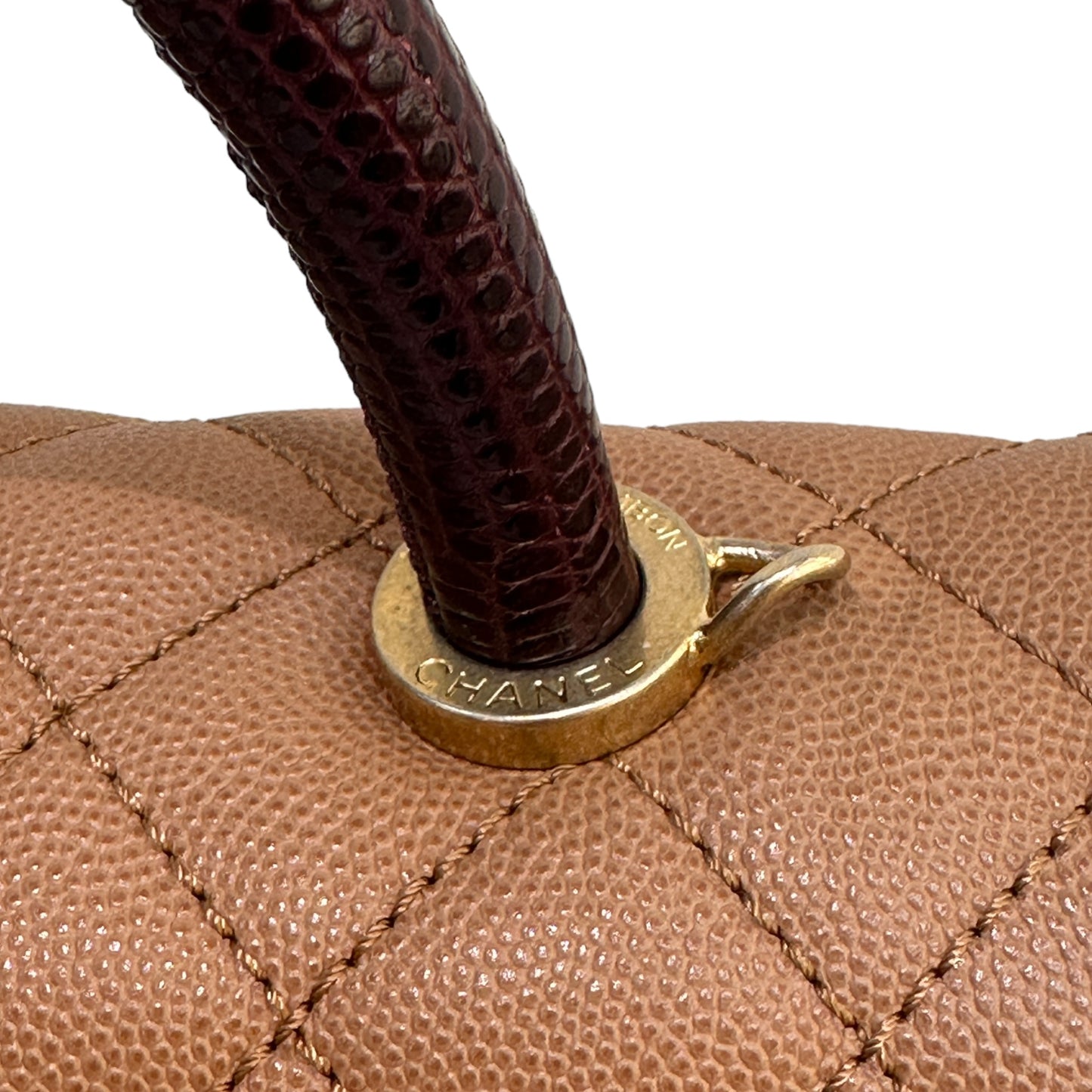 Chanel CoCo Handle Medium Caramel Brown Grained Calfskin with Gold Hardware