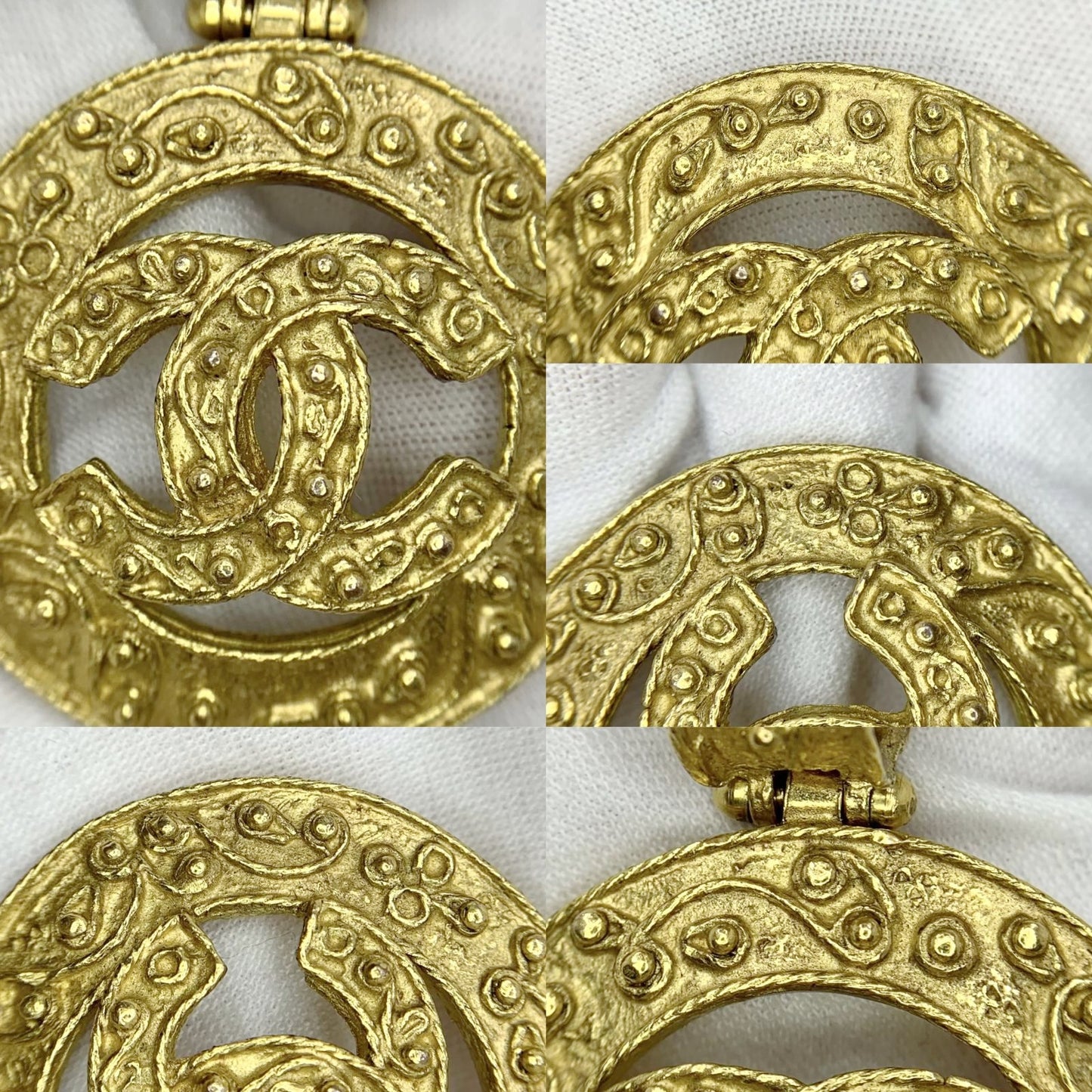 CHANEL Necklace AUTH Coco chain Rare Pendant Logo Medal Circle Gold 40cm 1994