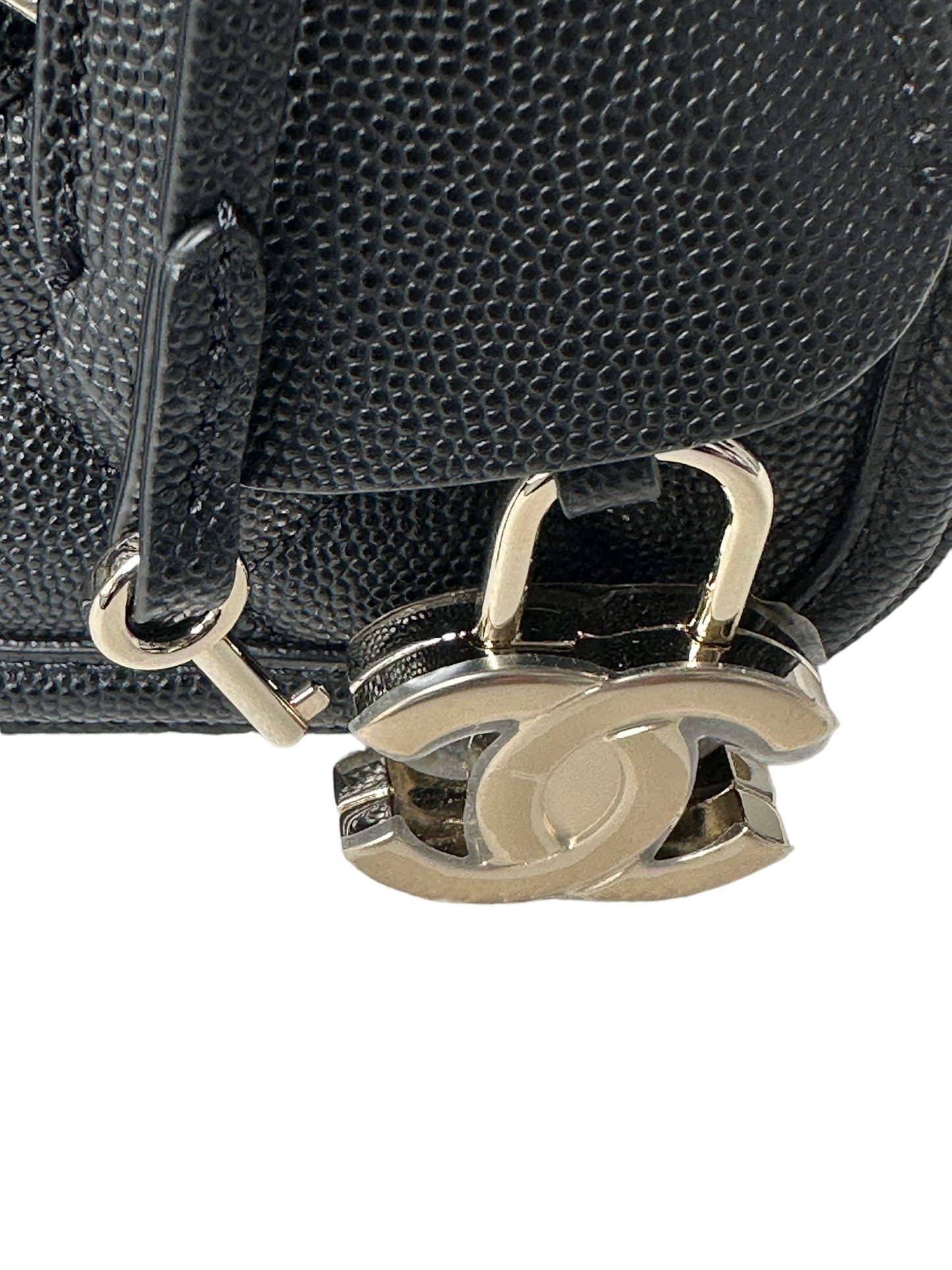 Chanel Quilted Medium CC Filigree Vanity Case Black Caviar Gold Hardware