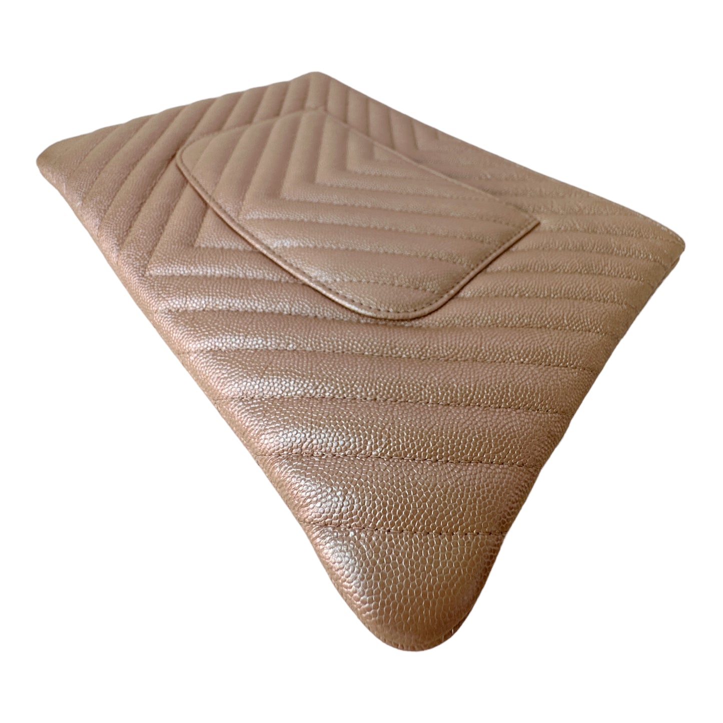 Chanel 17B Rose Gold Caviar Chevron Large O Case