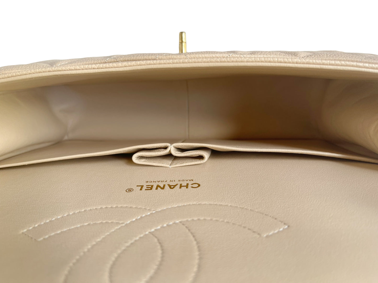 Chanel Jumbo Double Flap Beige Caviar Gold Hardware