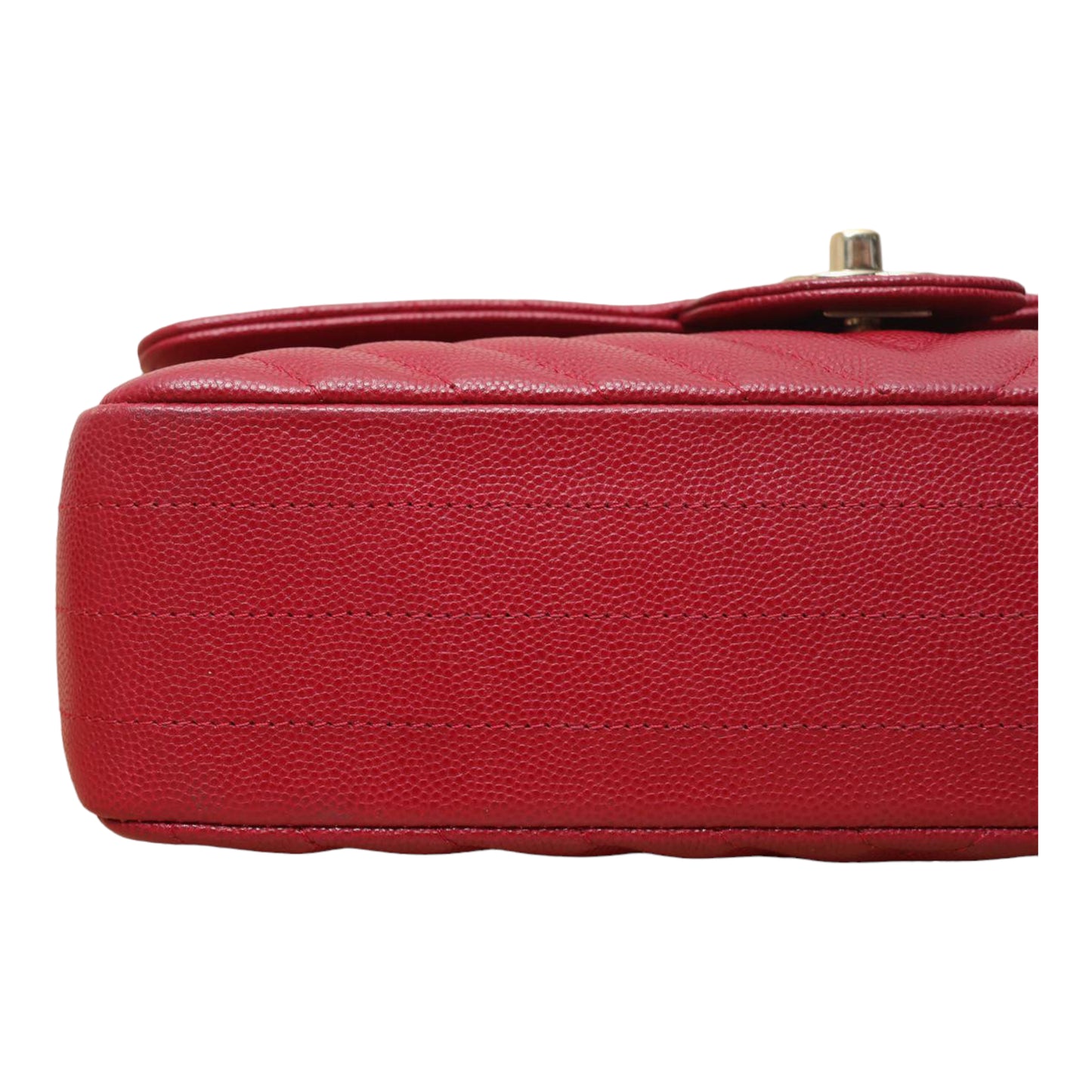 Chanel Medium Chevron Rosy Red Caviar Gold Hardware 18B