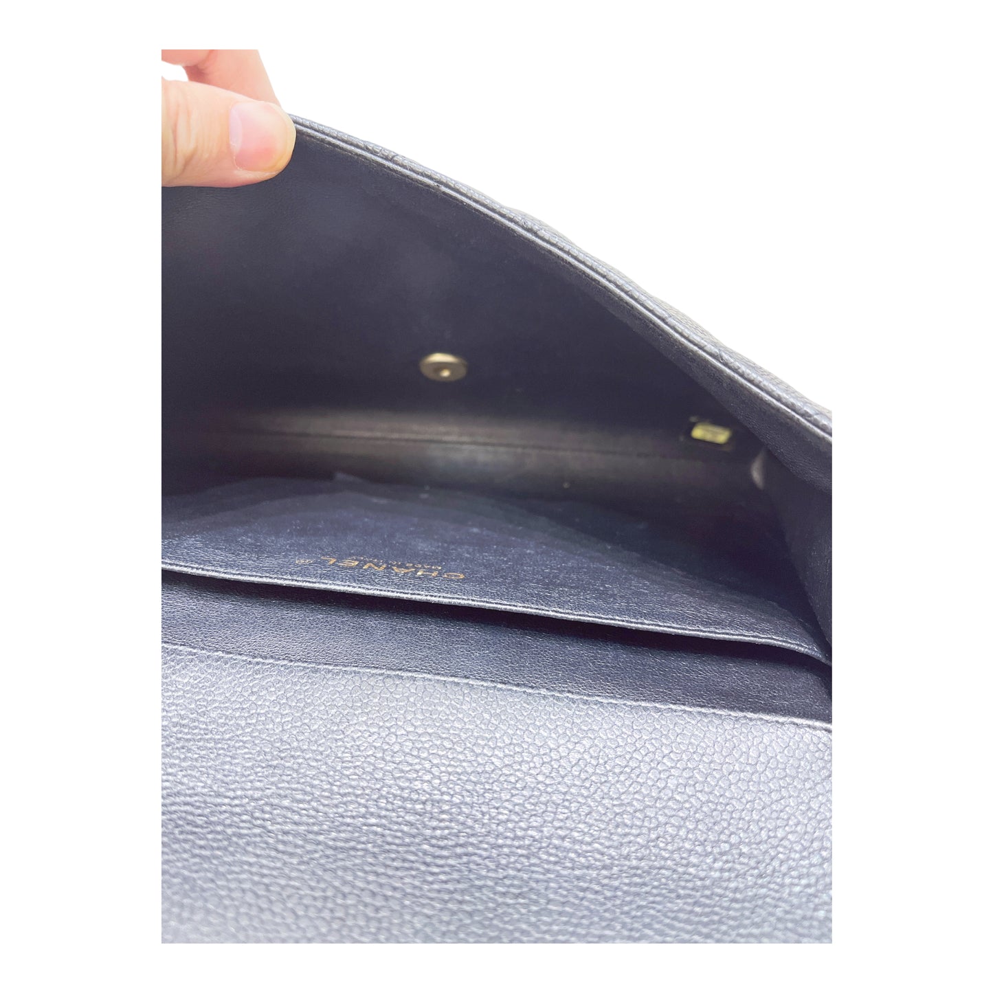 Chanel Quilted Clutch with Chain Lambskin Black Silver Hardware