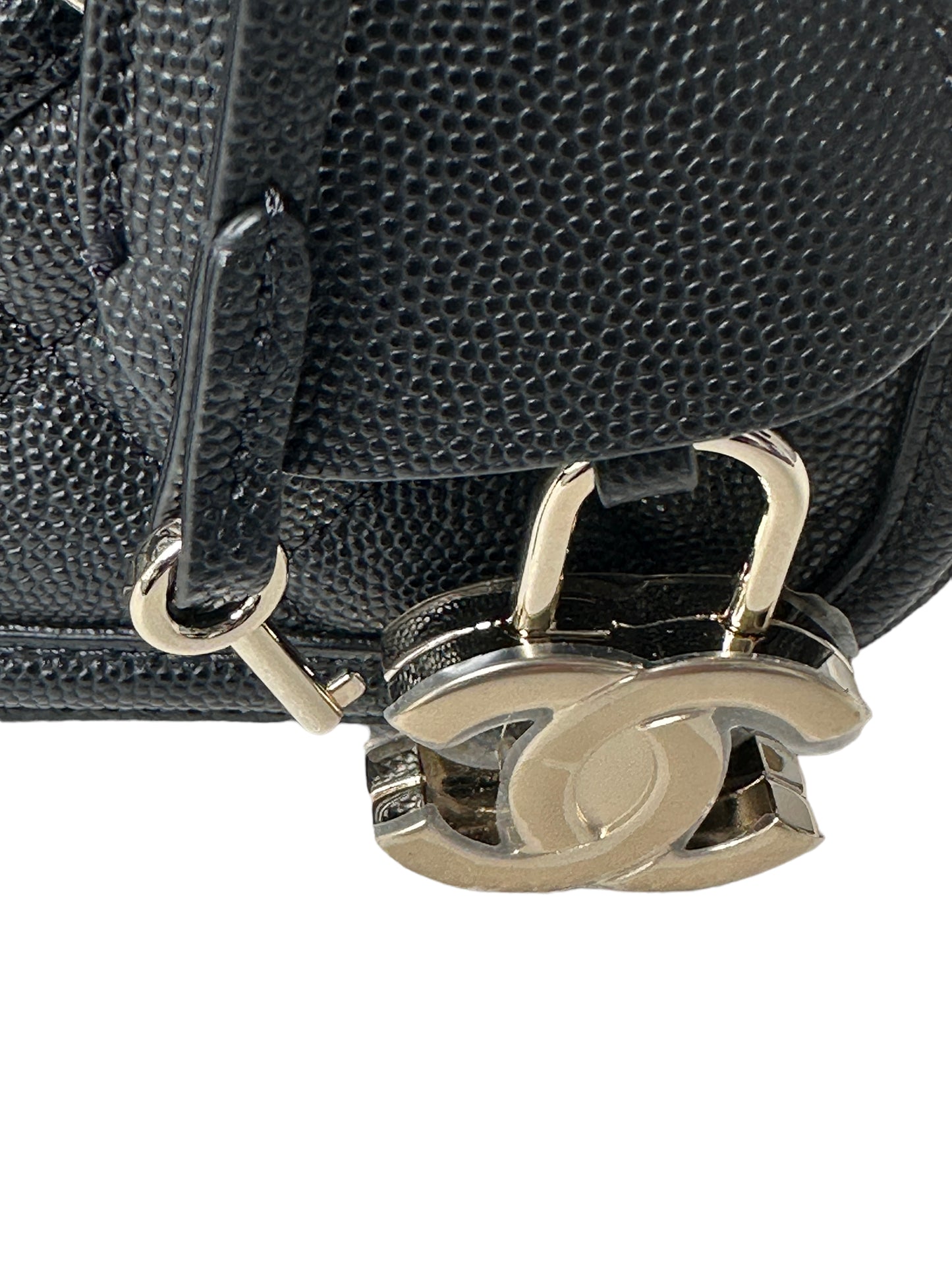 Chanel Quilted Medium CC Filigree Vanity Case Black Caviar Gold Hardware