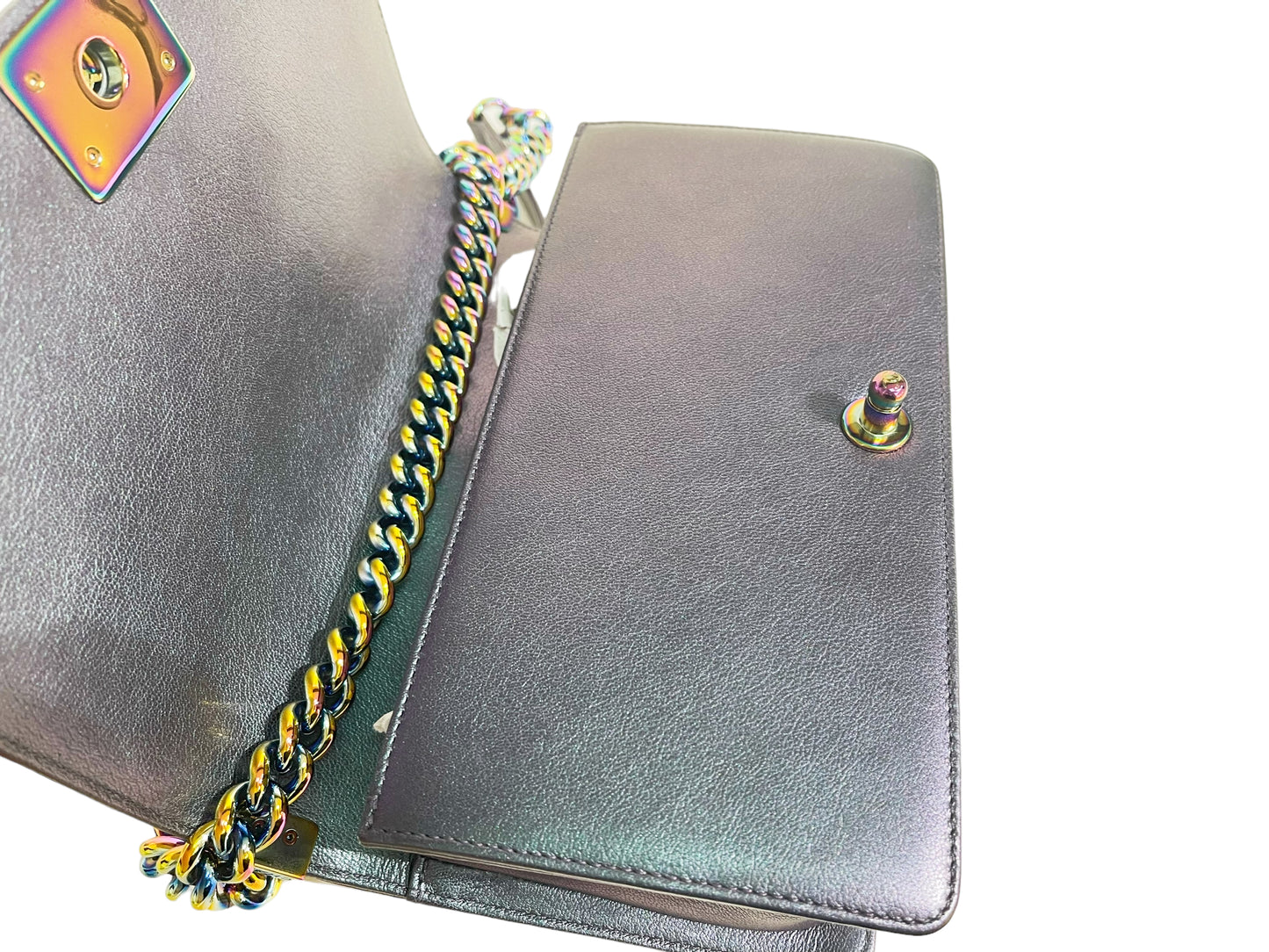 Chanel Purple Mermaid Iridescent Medium Calfskin Boy Bag