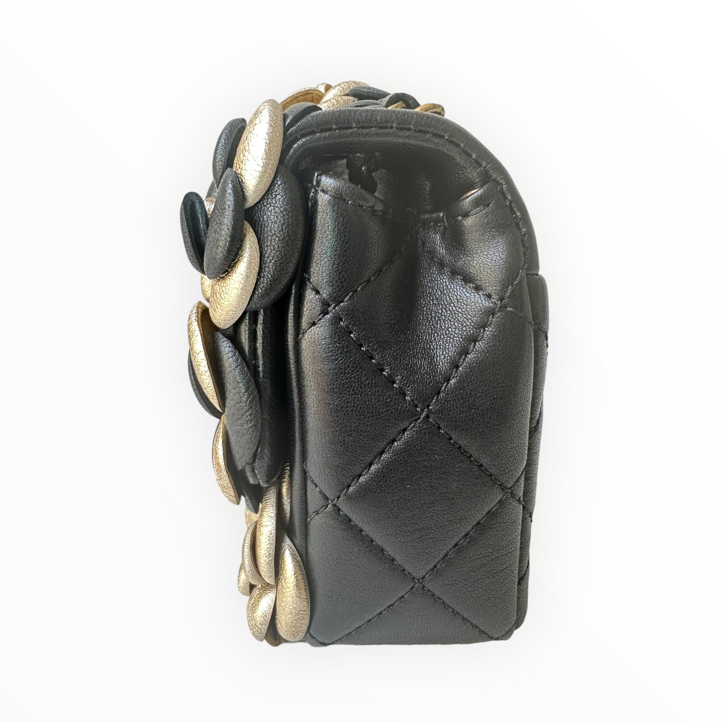 Chanel CC Camellia Flap Bag Embellished Sheepskin Mini
