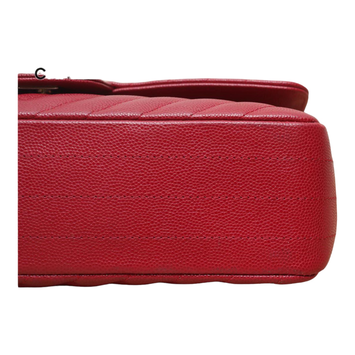 Chanel Medium Chevron Rosy Red Caviar Gold Hardware 18B